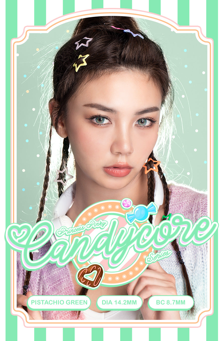 Princess Pinky Pistachio Green colored contacts