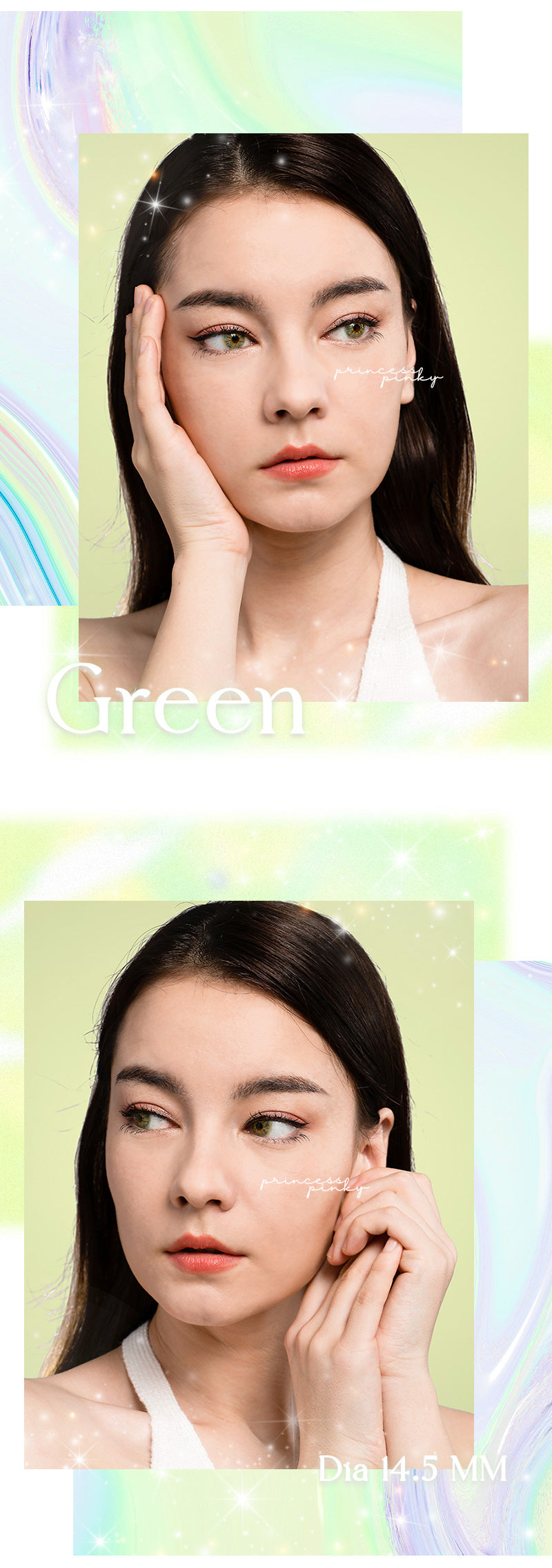 Princess Pinky Mojo Green Color Contact Lenses