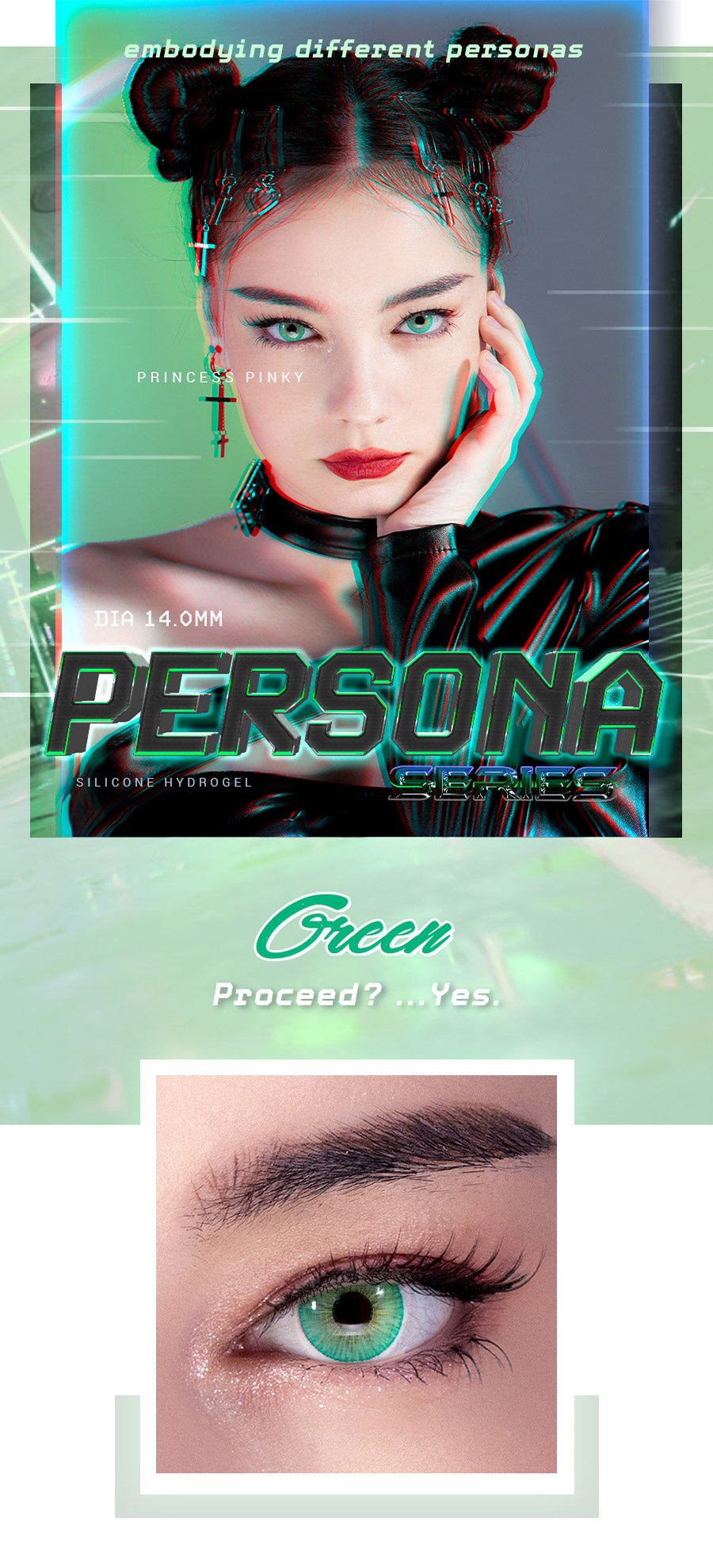 The brightest green colored contacts for Party, Cosplay and Halloween Makeup
