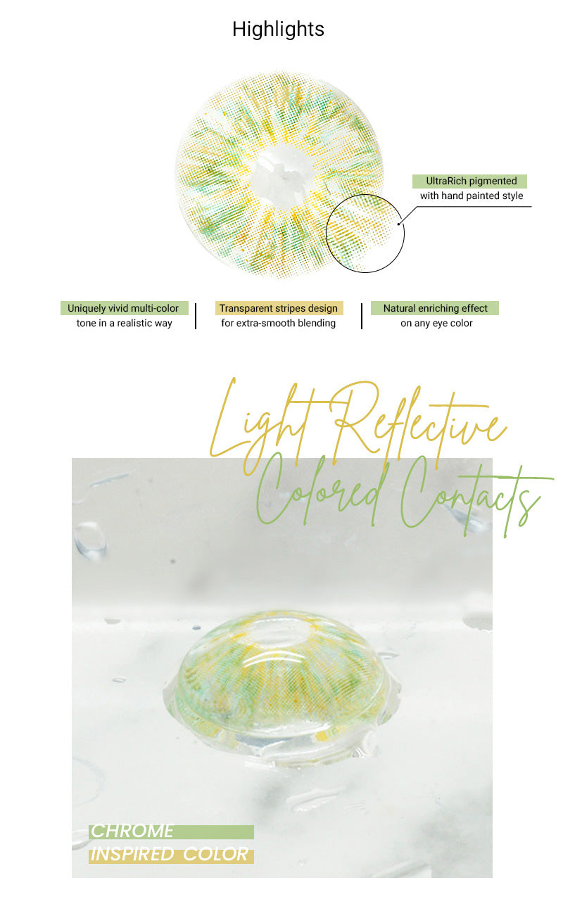 Highlight and Features of Princess Pinky Mojo Green Color Contacts