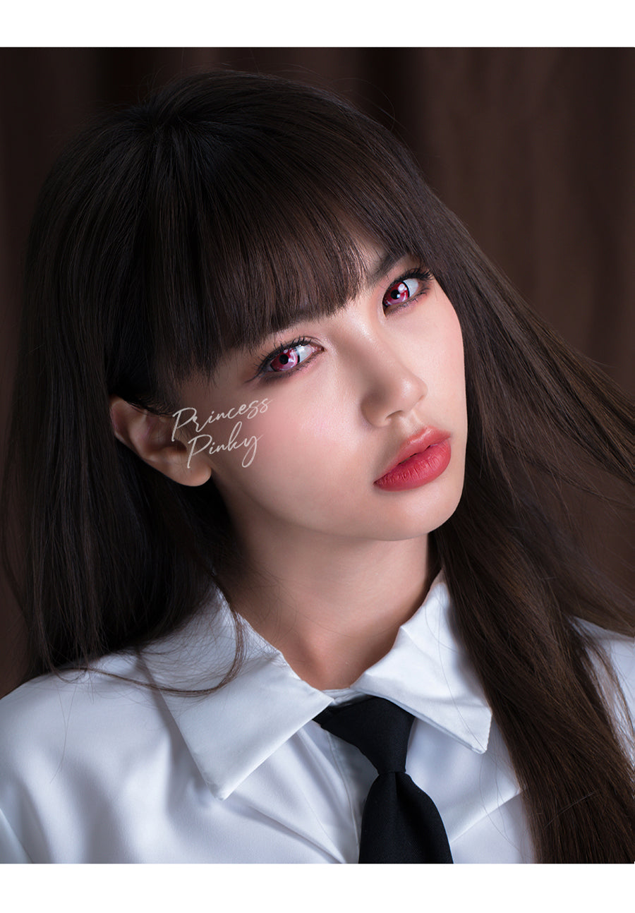 Bright and bold pink red colored contact lenses for cosplay enchantment
