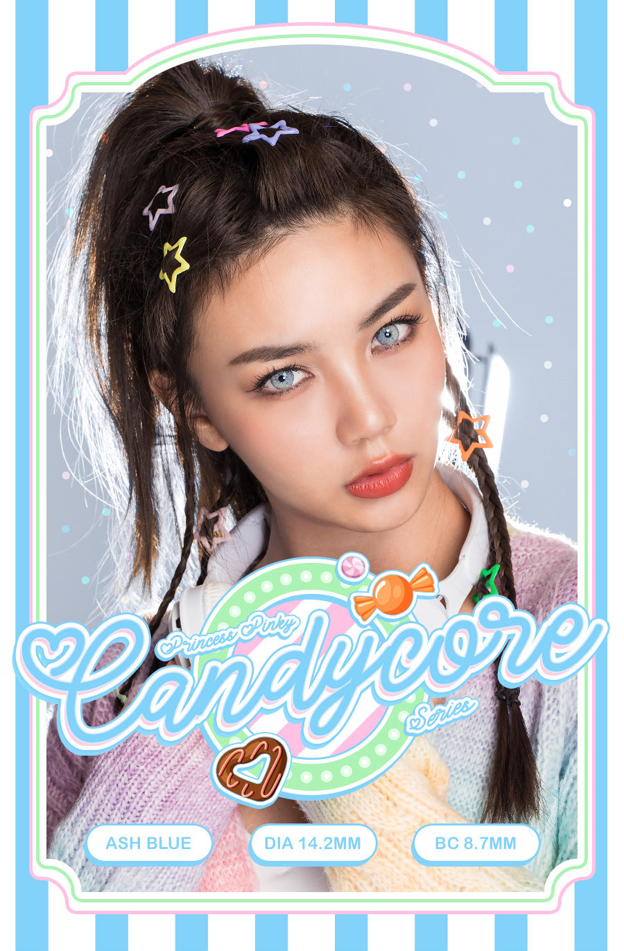 Princess Pinky Candycore Ash Blue colored contacts