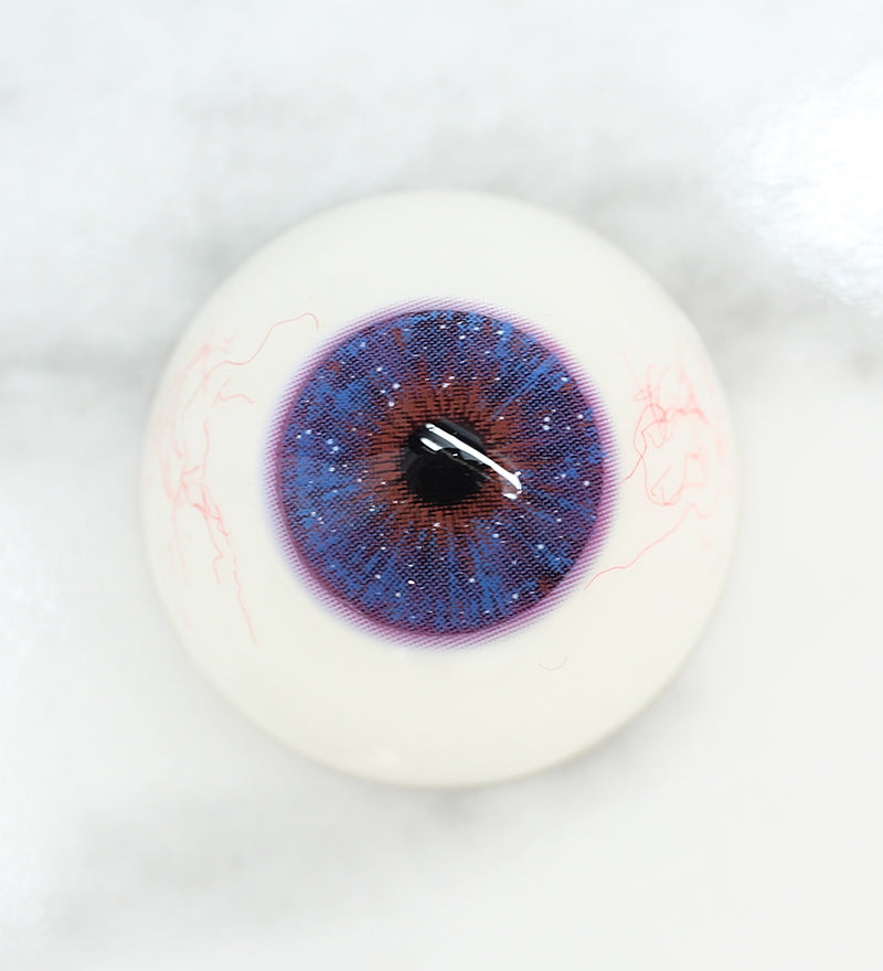 Uris Interstellar Violet colored contacts on Dark eye