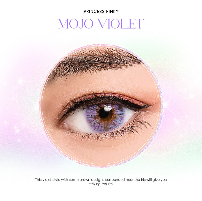 Princess Pinky Mojo violet with rich violet finish, violet shades and yellow patterns