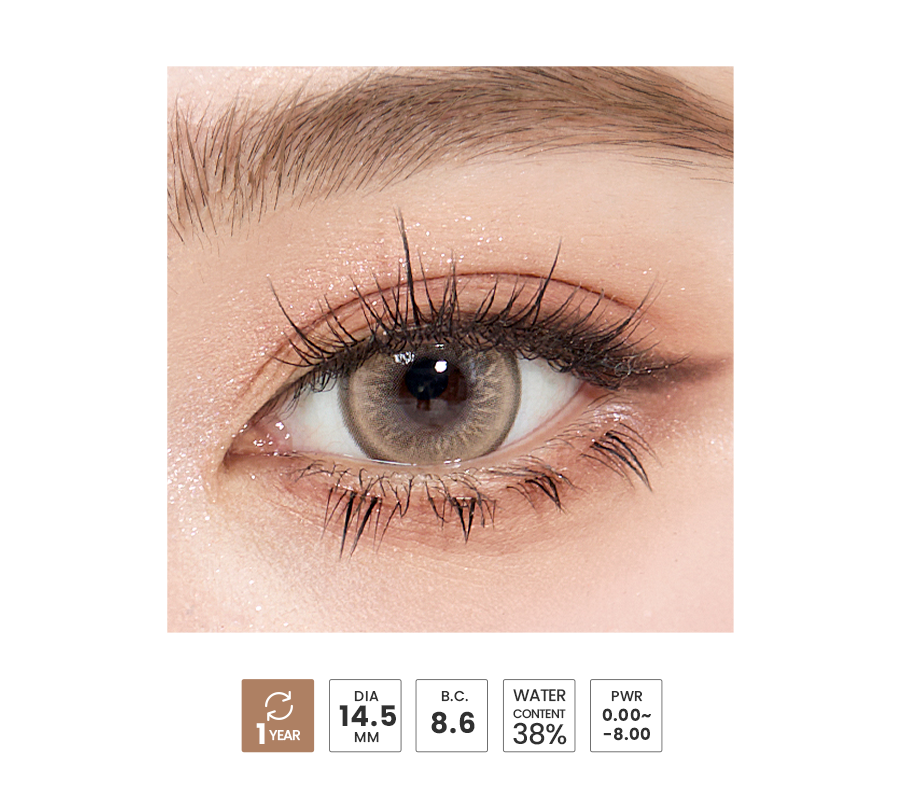 Close-up of Papillon Brown contact lenses for cosplay
