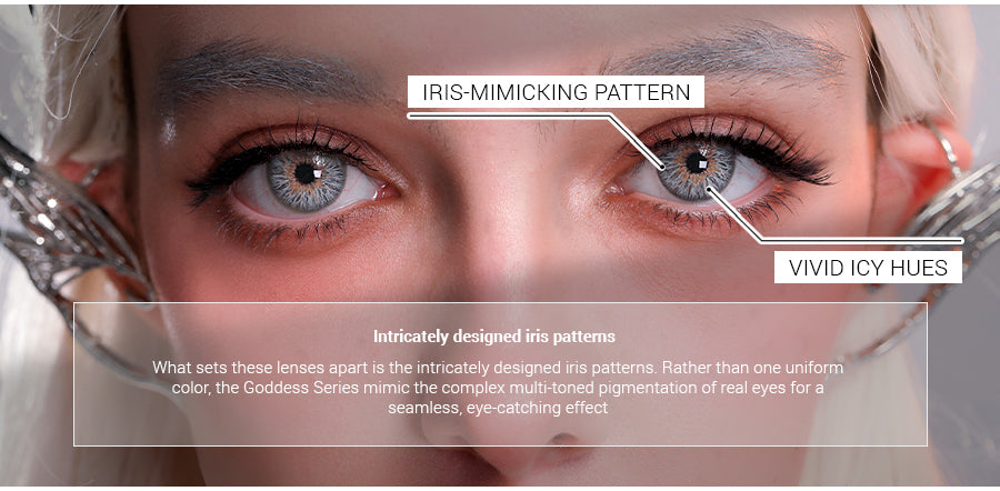 realistic and natural iris grey colored contact lenses with vivid color