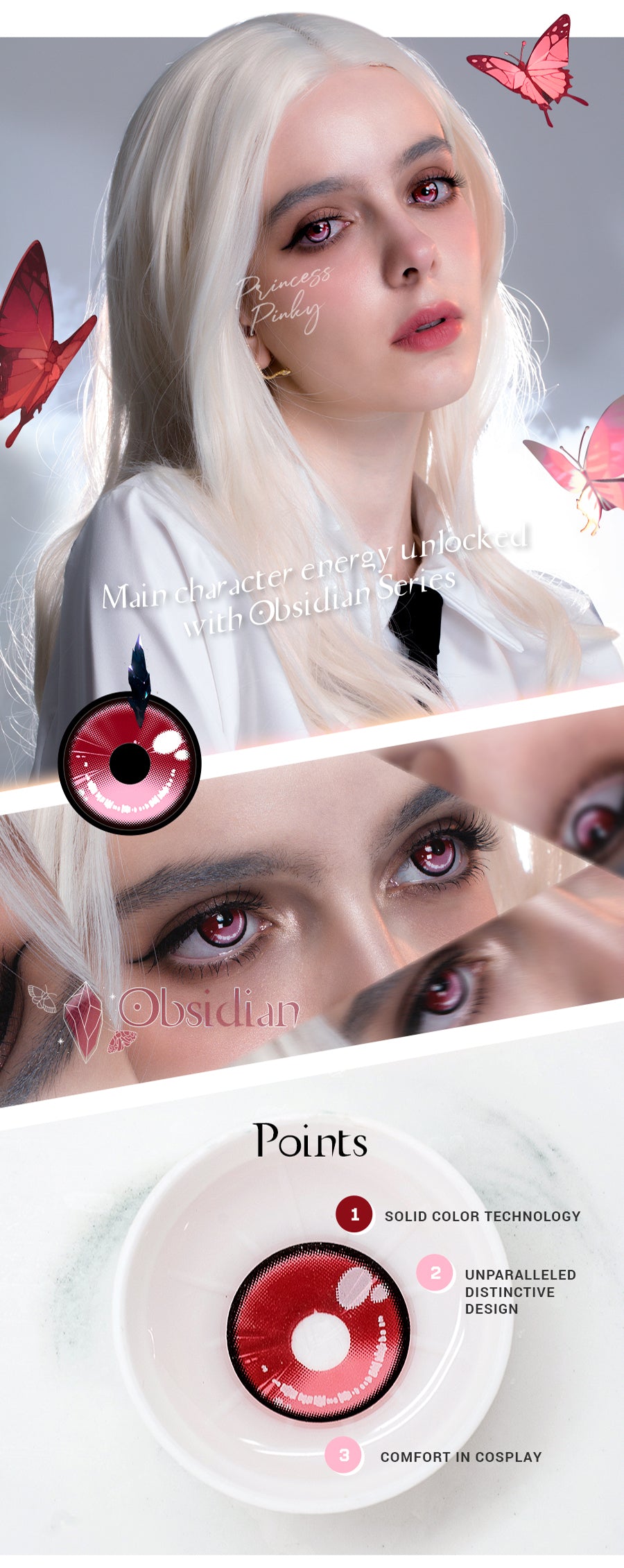 best reddish pink colored contact lenses for anime cosplay