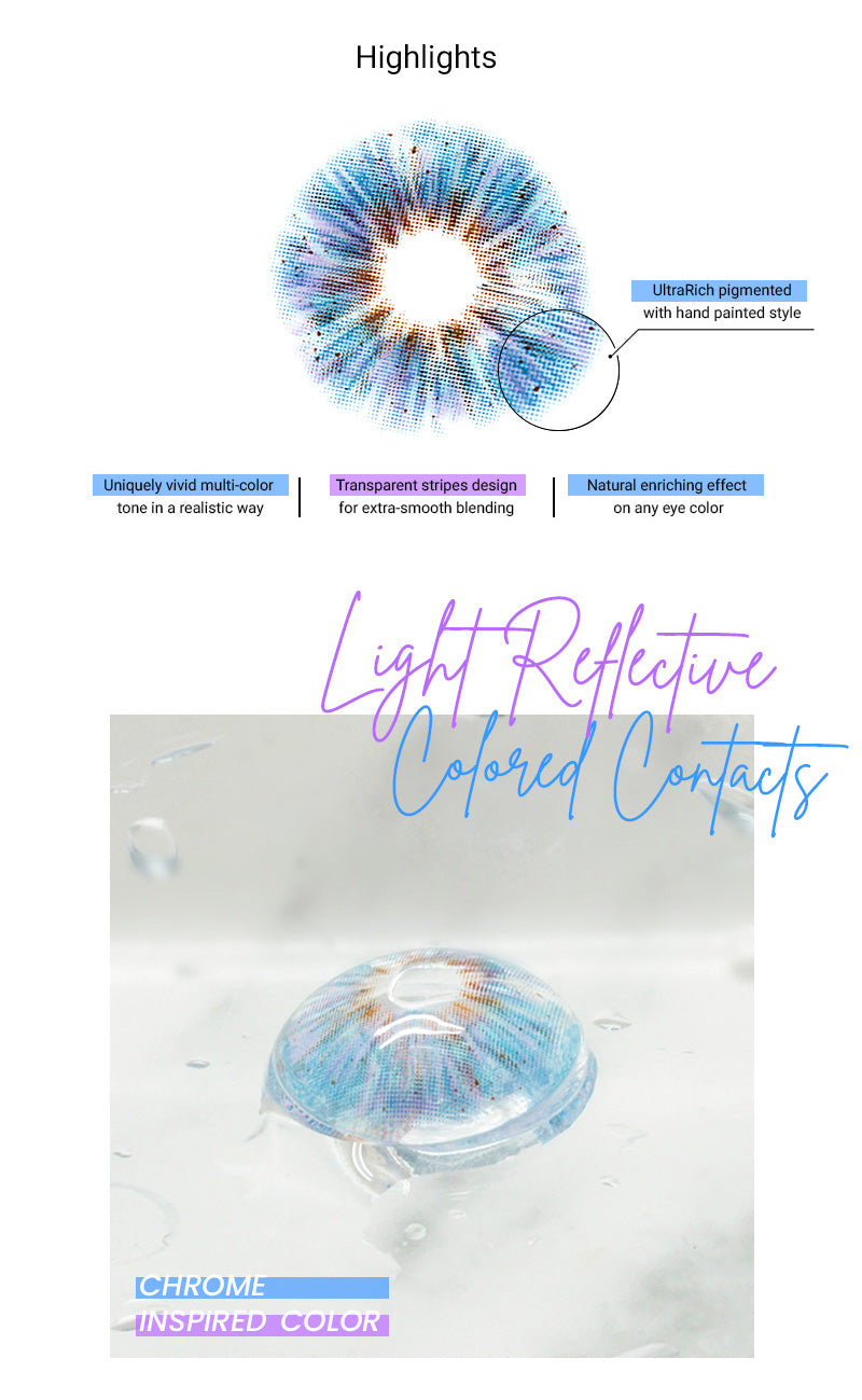 Highlight and Features of Princess Pinky Mojo Blue Color Contacts