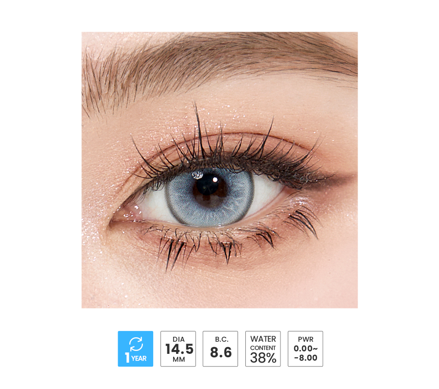 Close-up of Papillon Blue contact lenses for cosplay