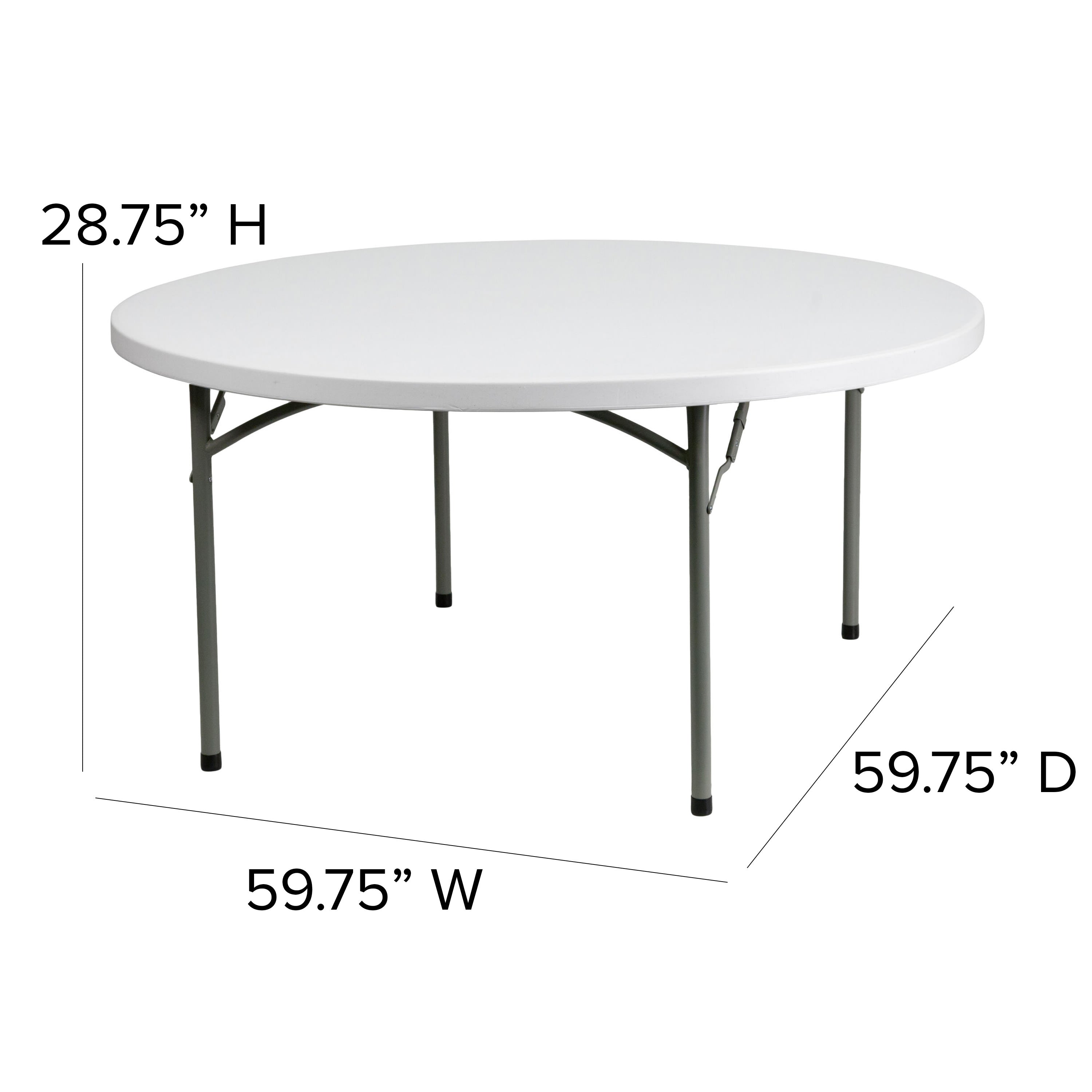 5-Foot Round Plastic Folding Table