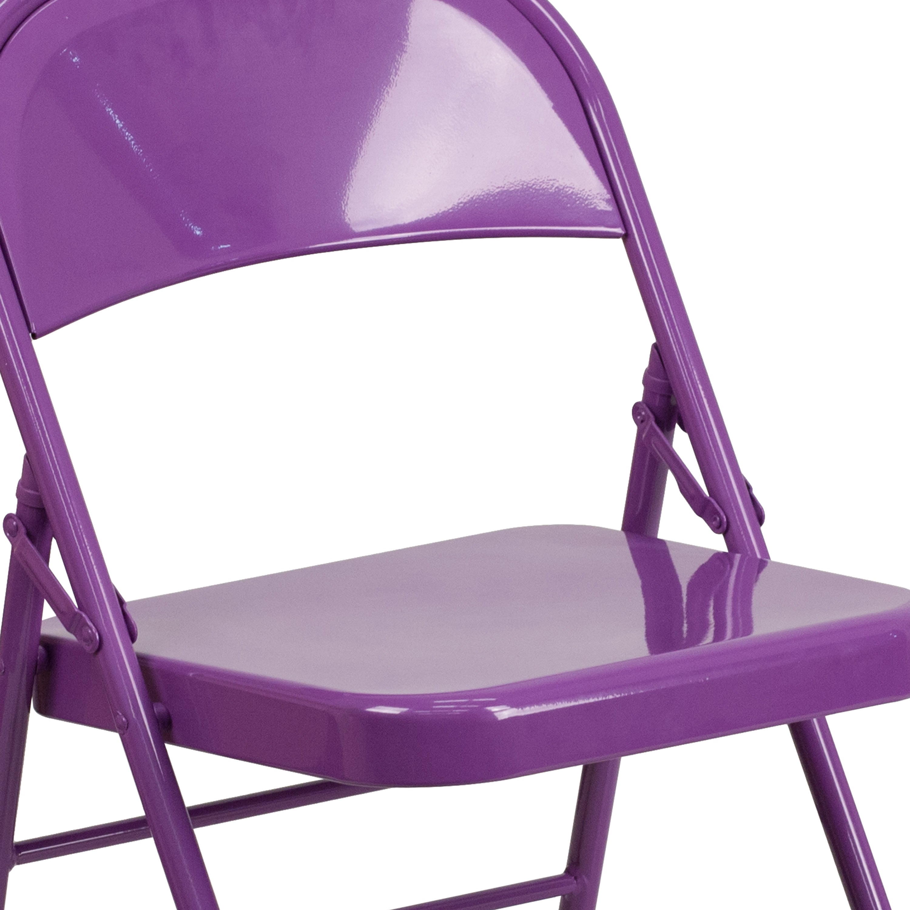 Triple-Braced Double-Hinged Metal Folding Chair