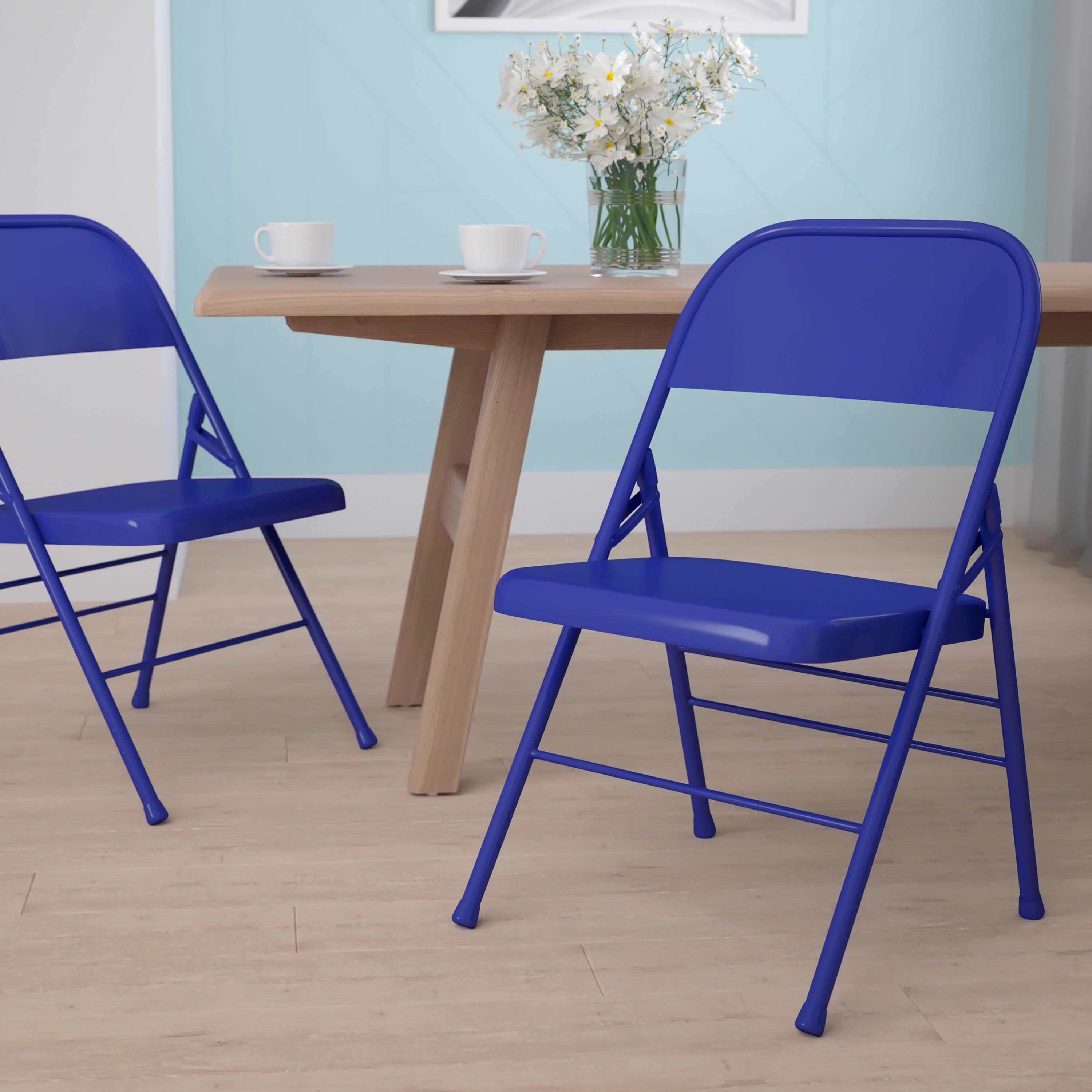Triple-Braced Double-Hinged Metal Folding Chair