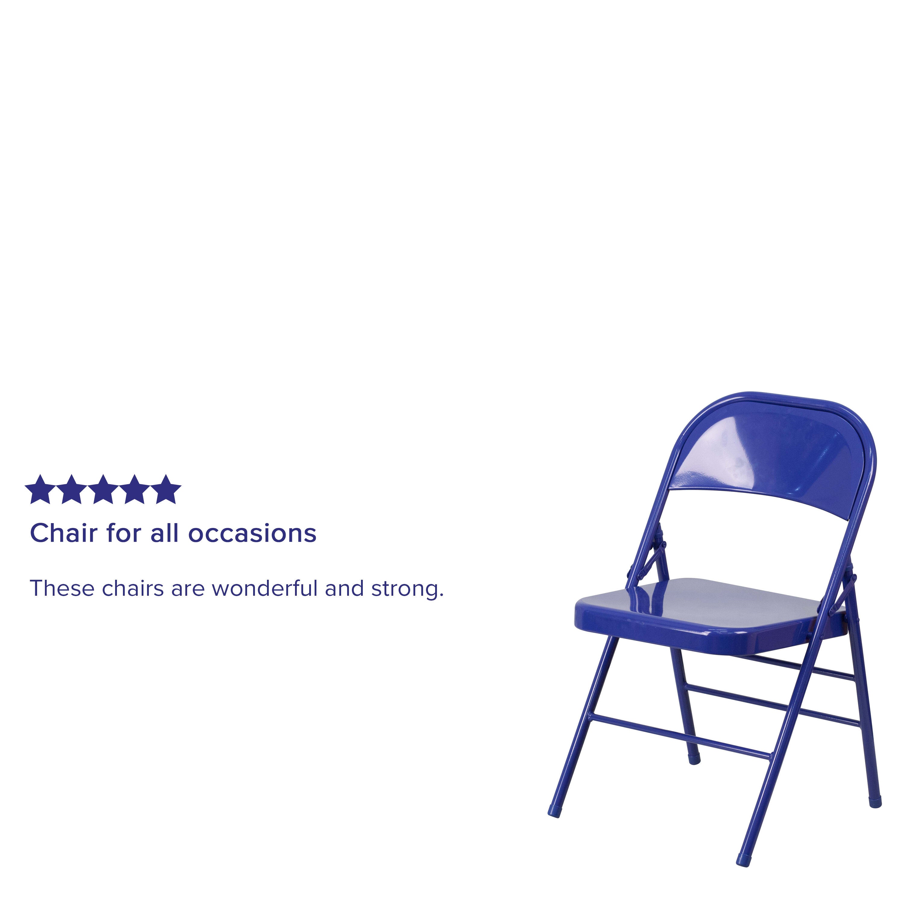 Triple-Braced Double-Hinged Metal Folding Chair