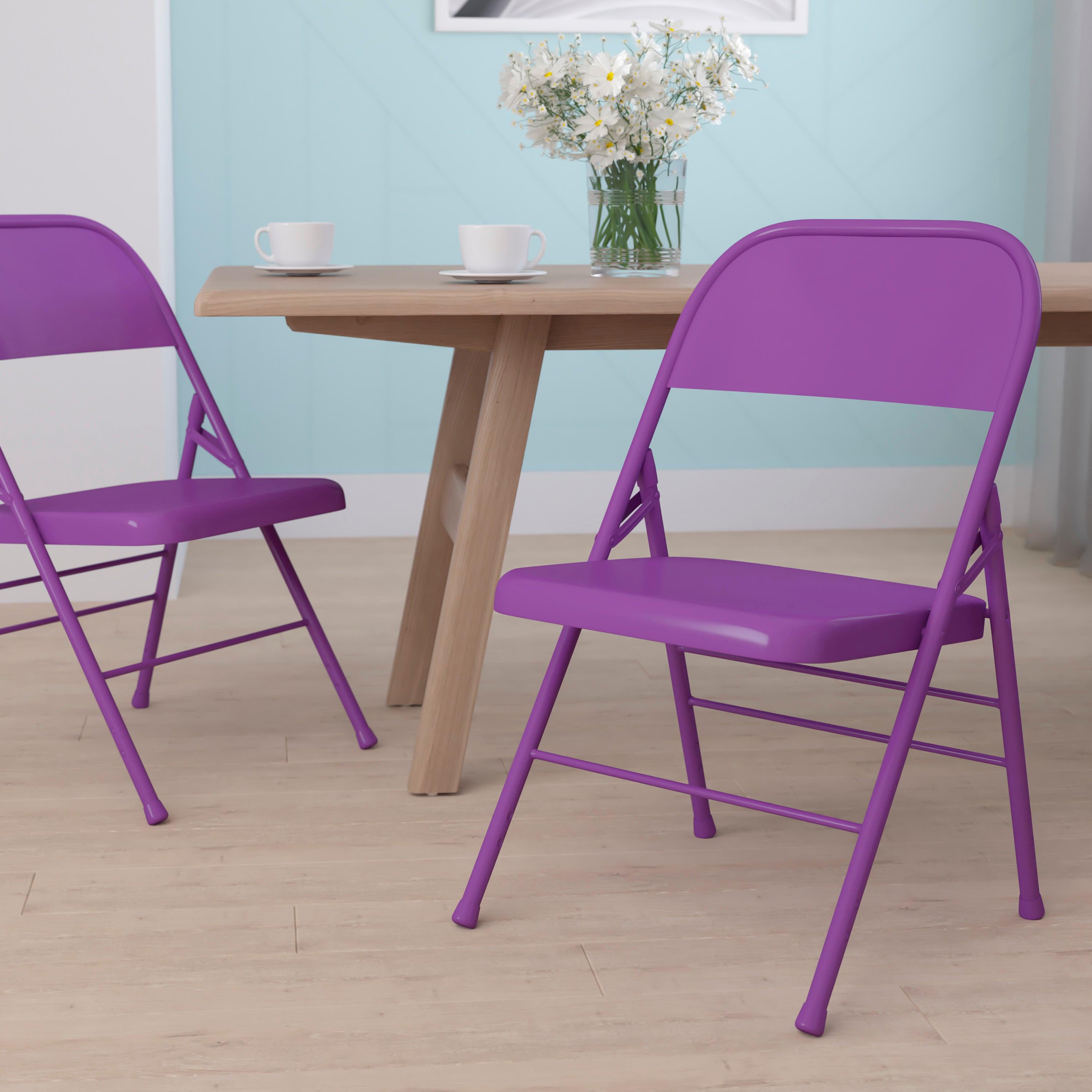 Triple-Braced Double-Hinged Metal Folding Chair