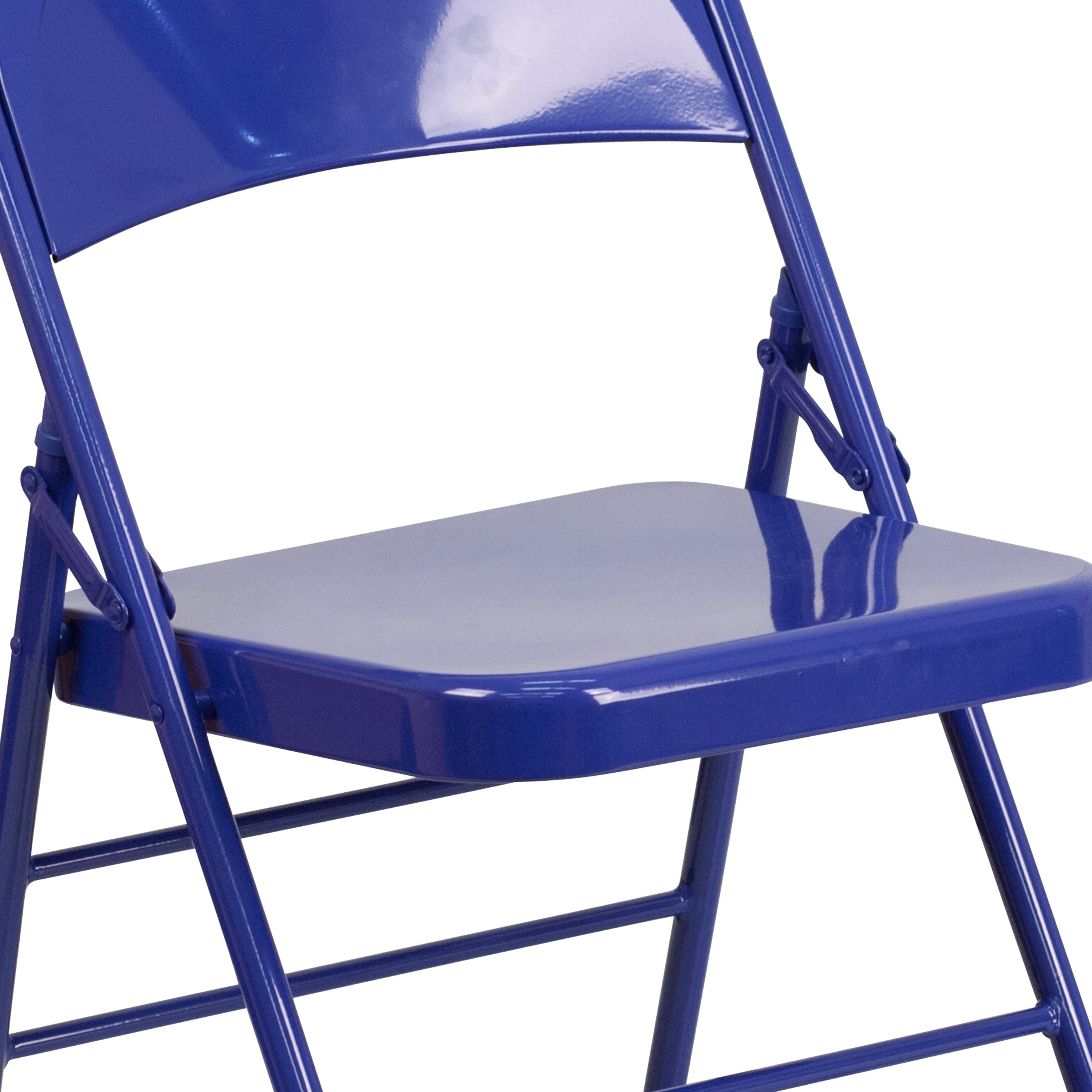 Triple-Braced Double-Hinged Metal Folding Chair