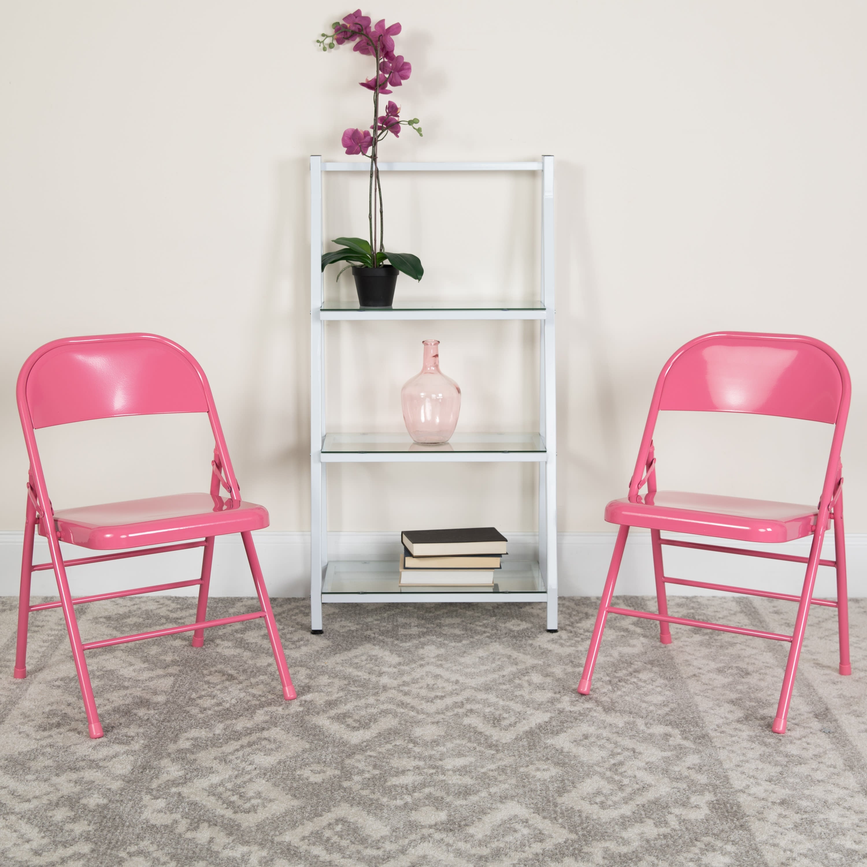 Triple-Braced Double-Hinged Metal Folding Chair