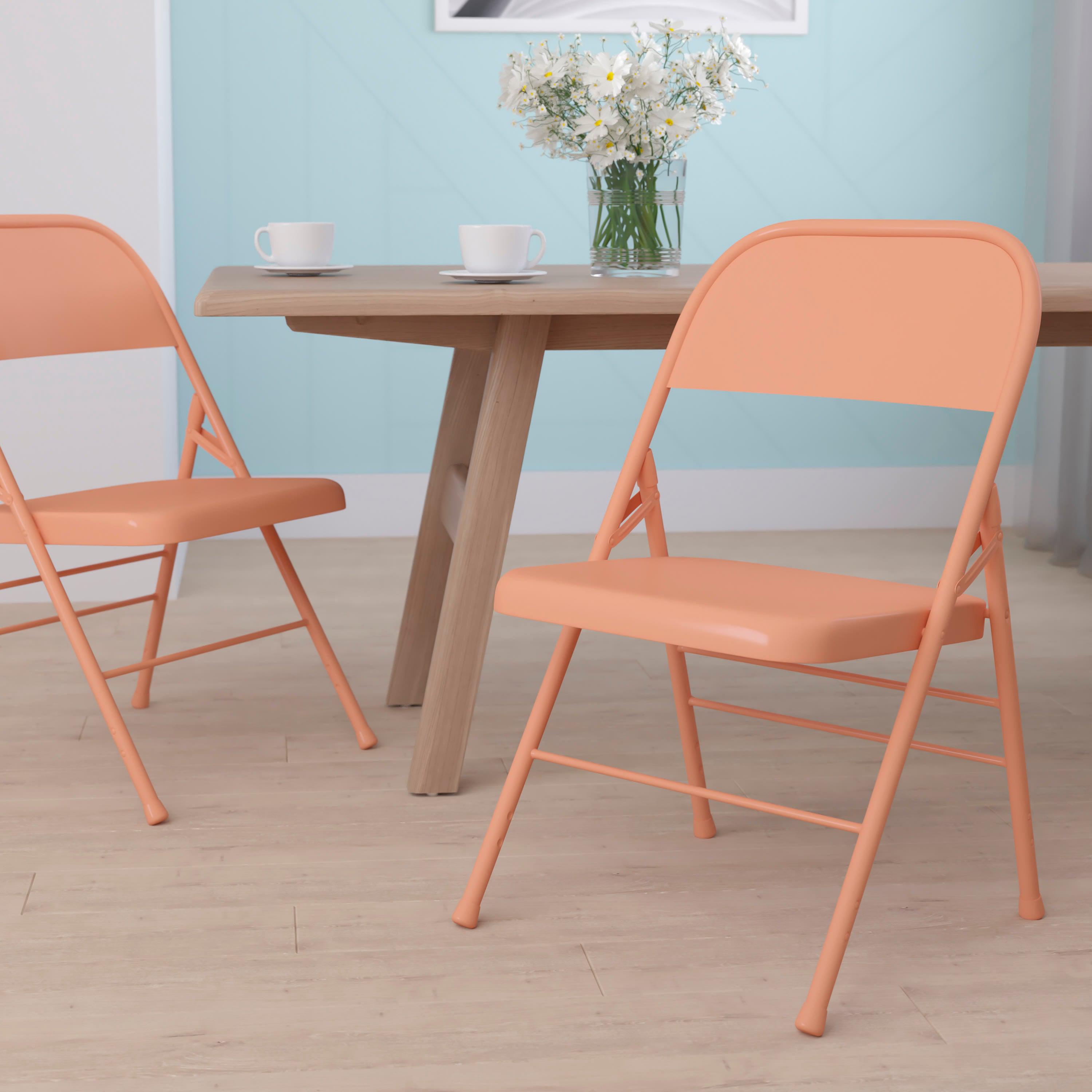 Triple-Braced Double-Hinged Metal Folding Chair