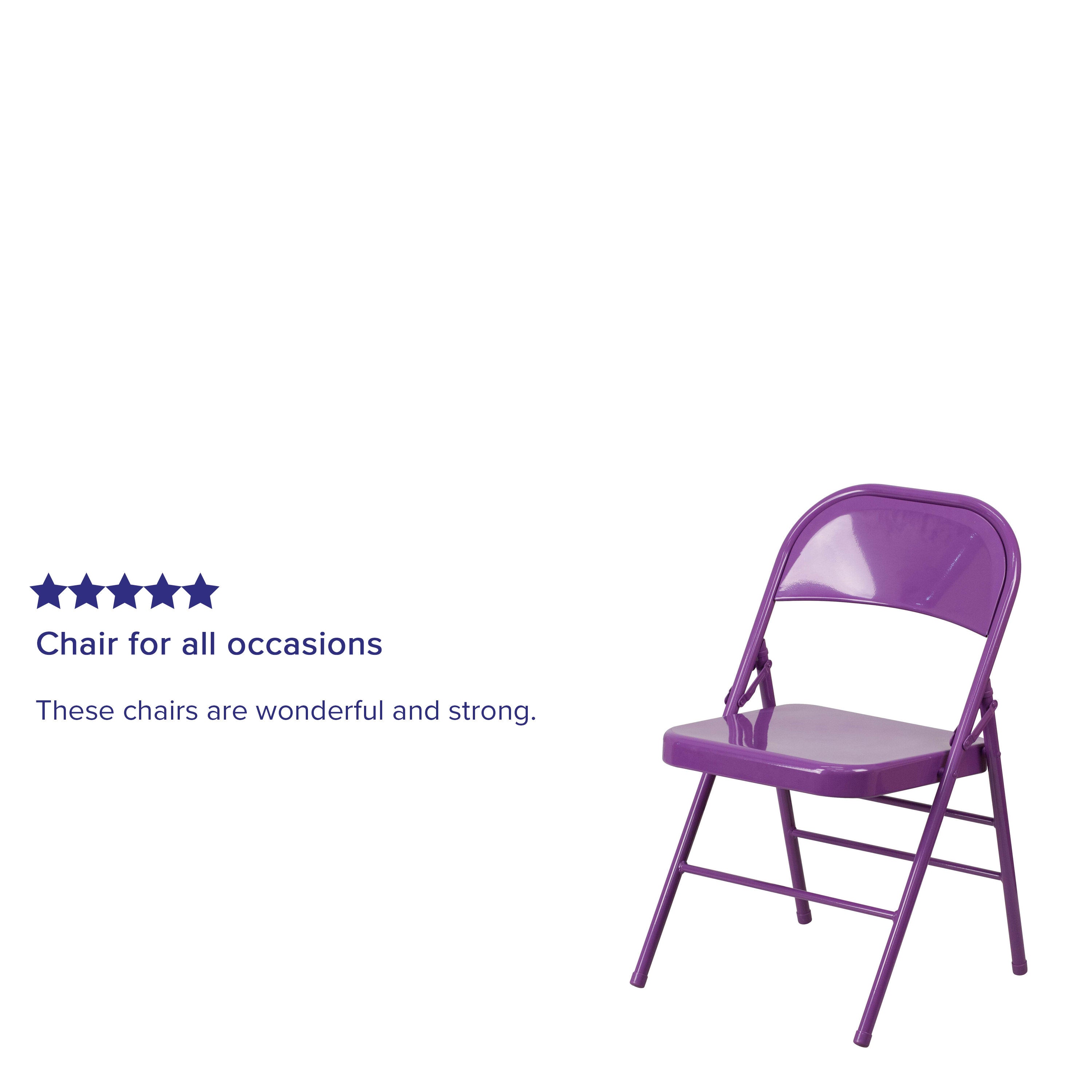 Triple-Braced Double-Hinged Metal Folding Chair