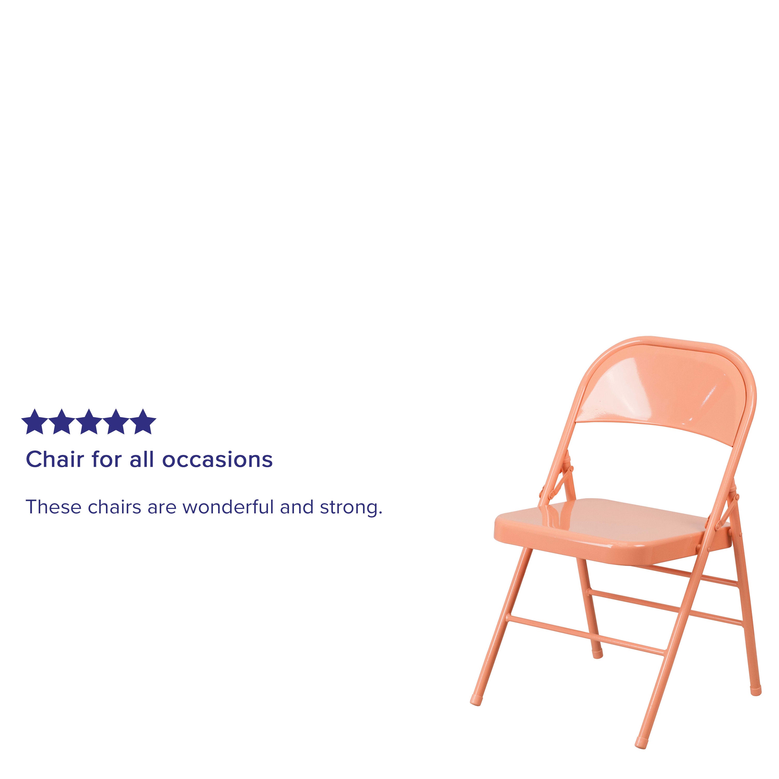 Triple-Braced Double-Hinged Metal Folding Chair