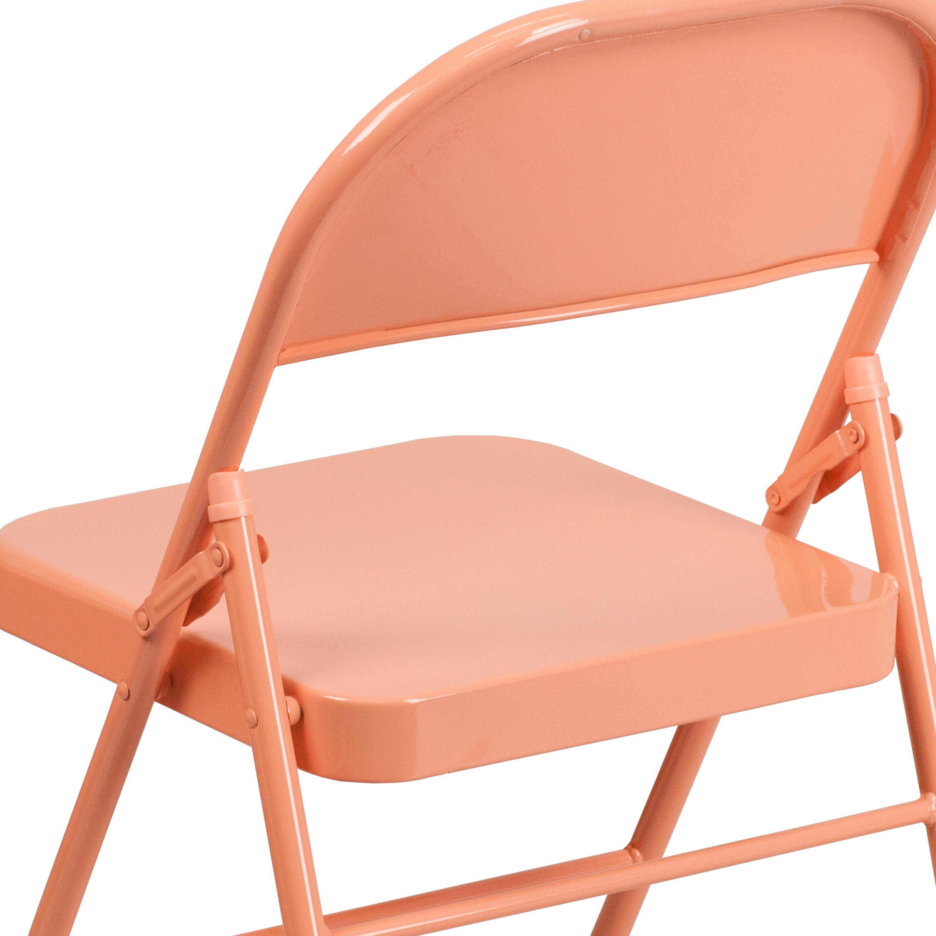 Triple-Braced Double-Hinged Metal Folding Chair