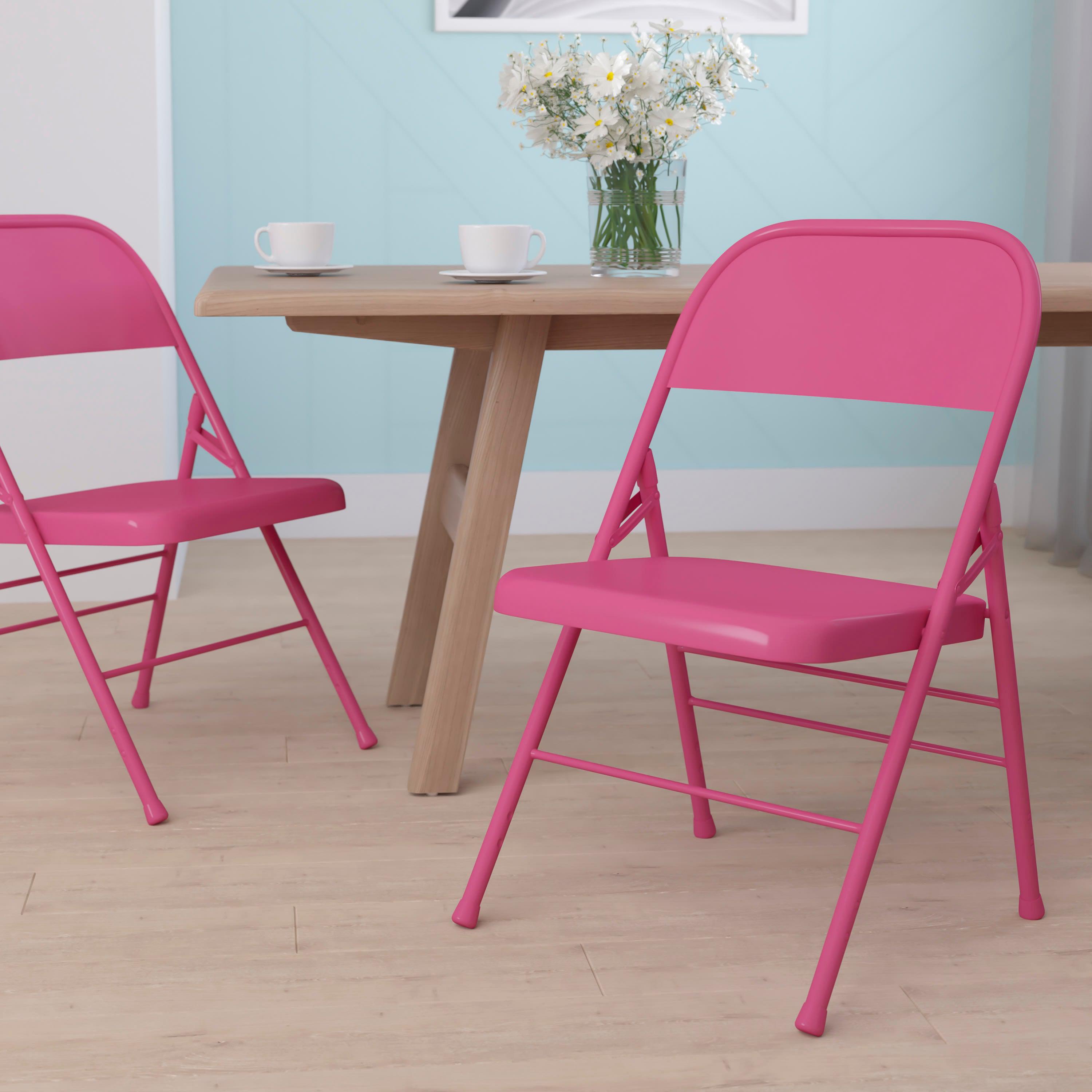 Triple-Braced Double-Hinged Metal Folding Chair