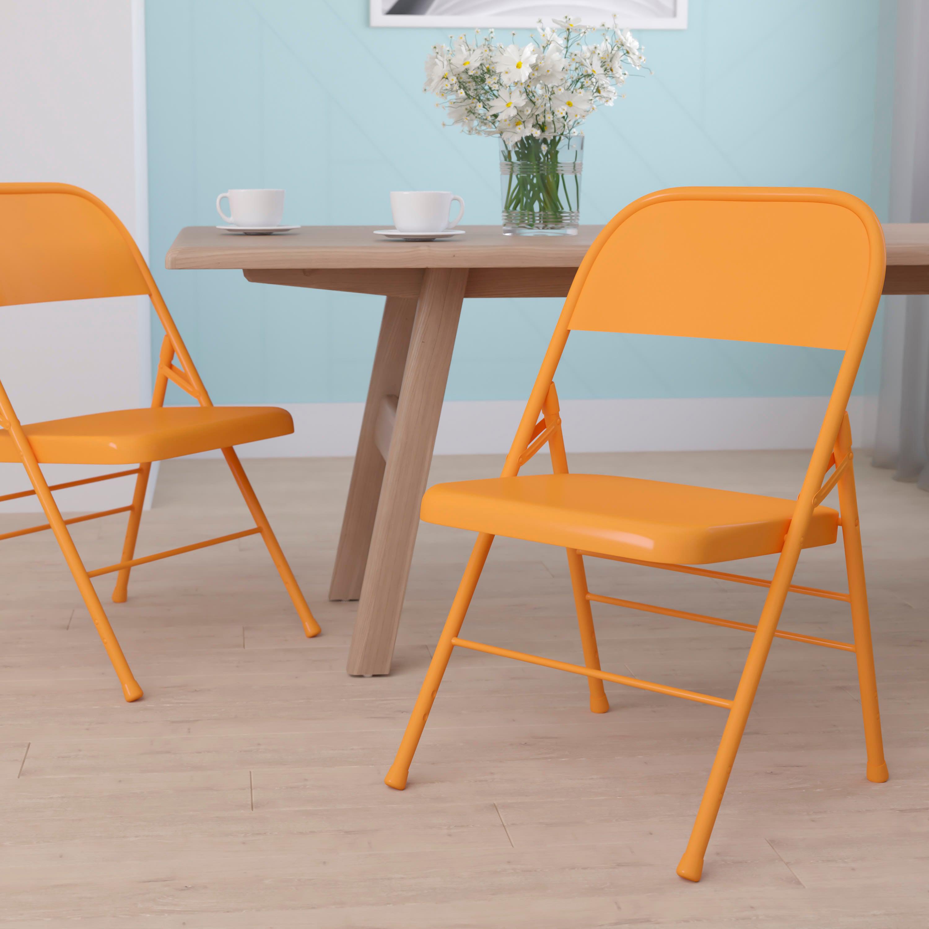 Triple-Braced Double-Hinged Metal Folding Chair