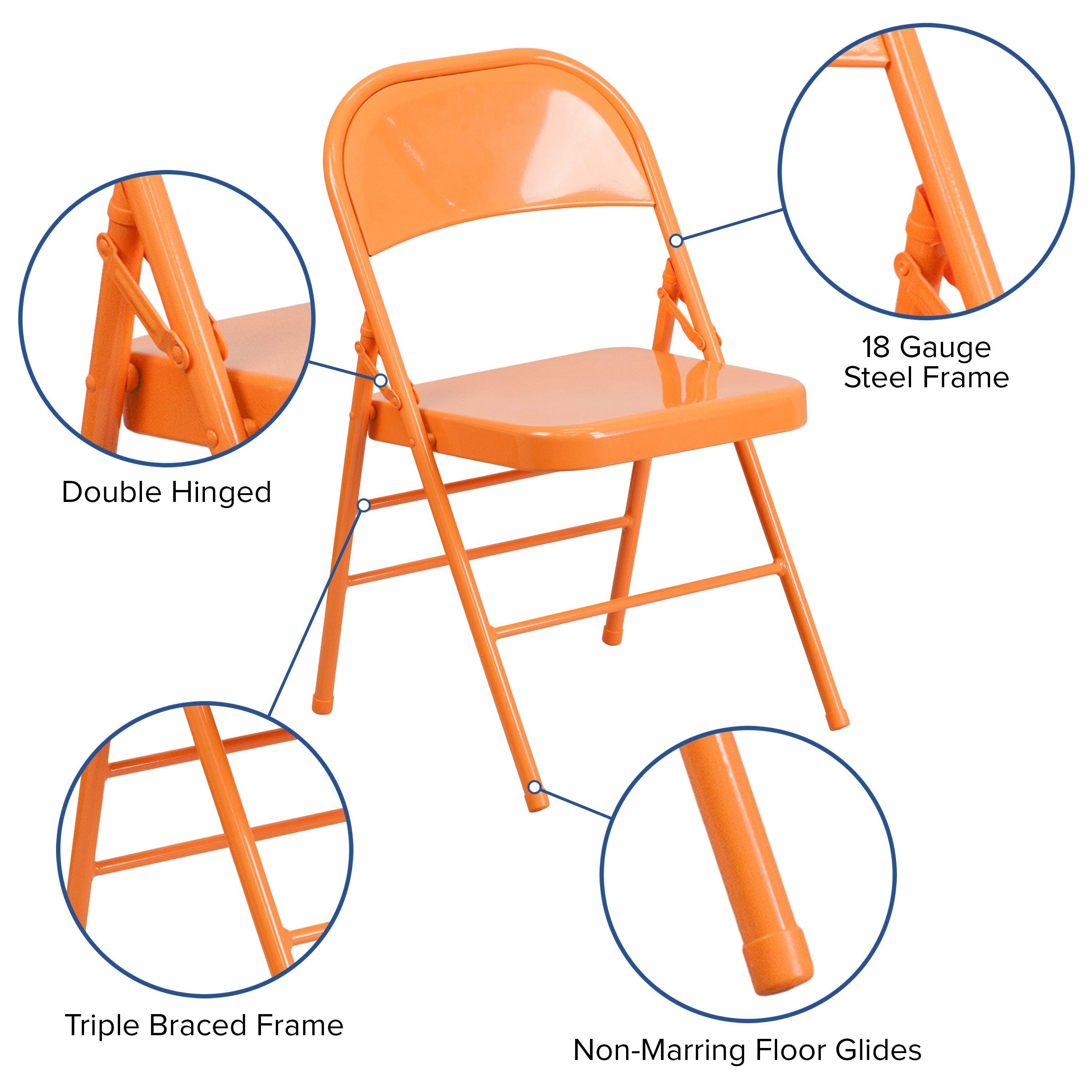 Triple-Braced Double-Hinged Metal Folding Chair