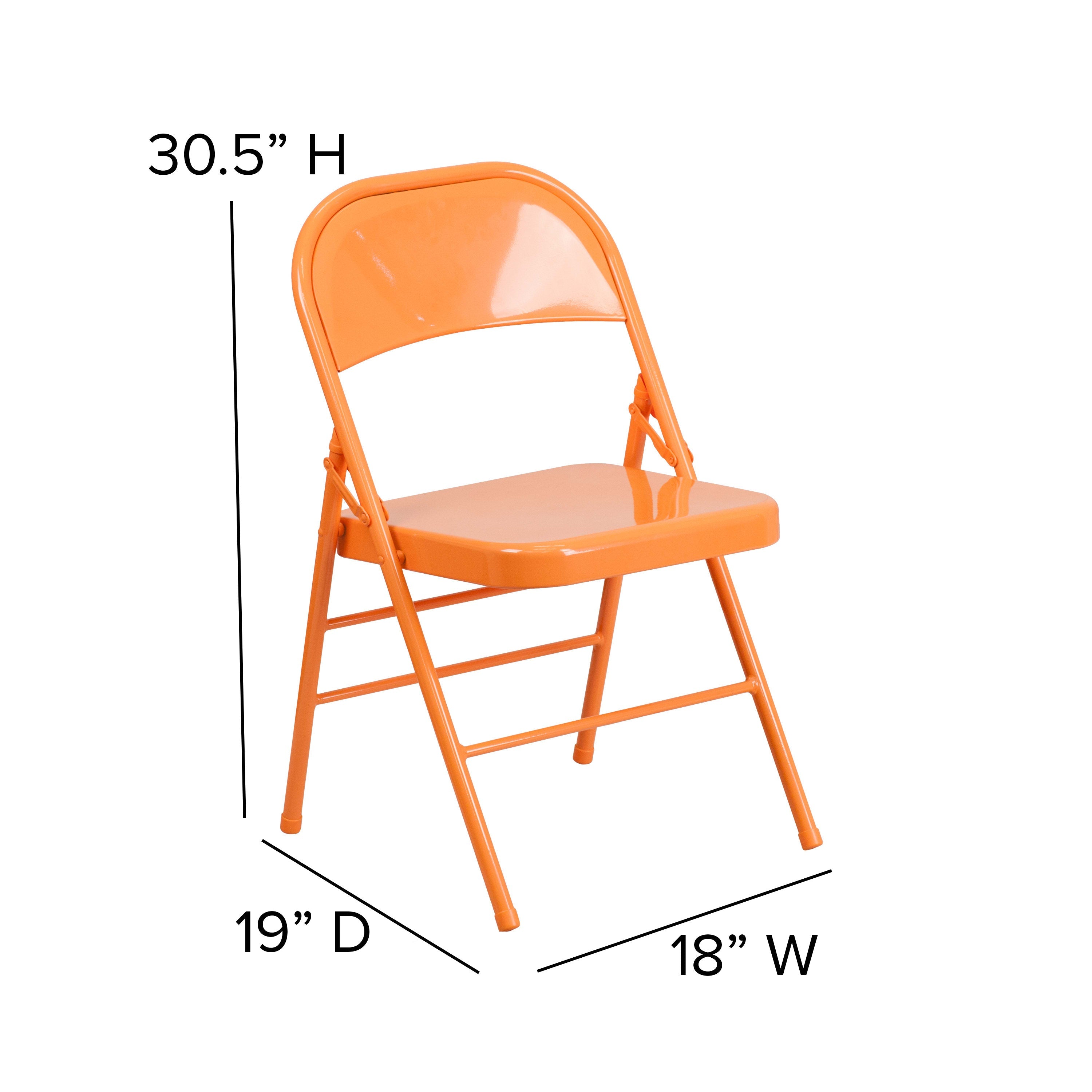 Triple-Braced Double-Hinged Metal Folding Chair