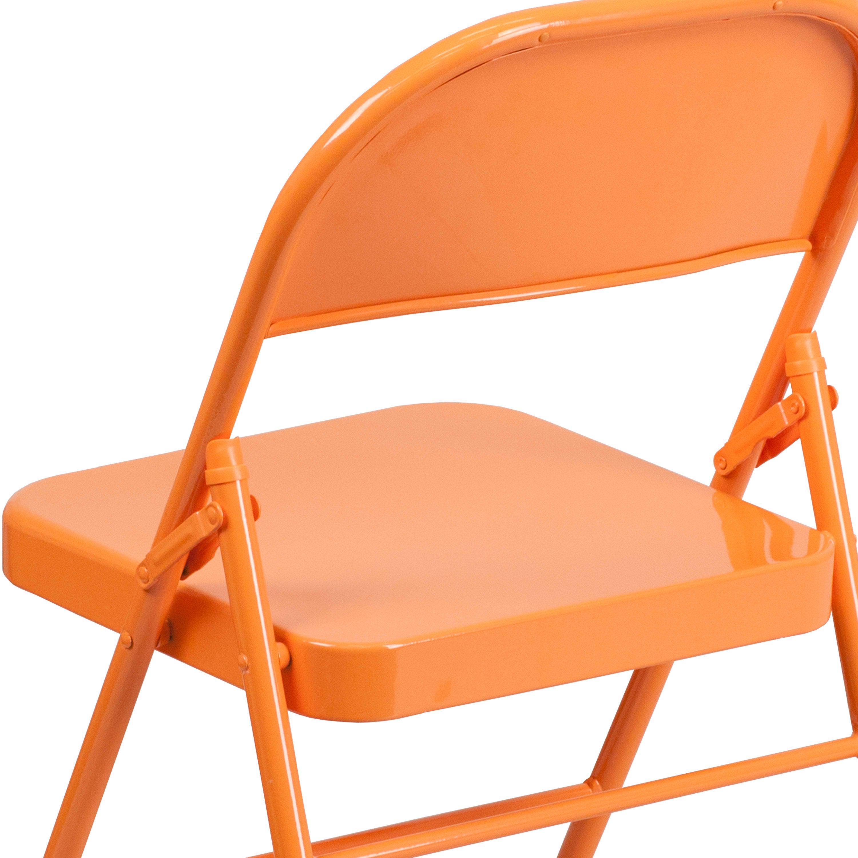 Triple-Braced Double-Hinged Metal Folding Chair