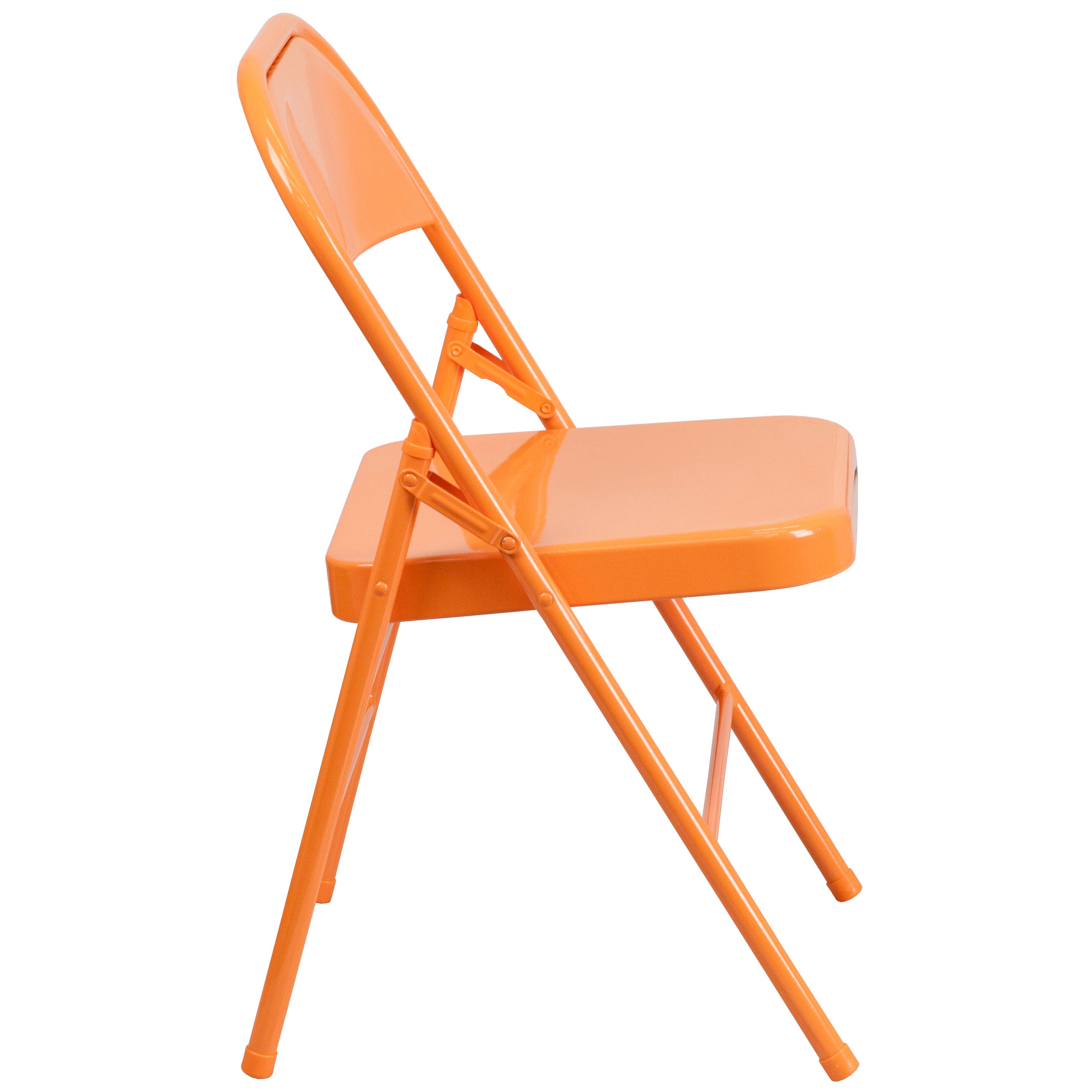 Triple-Braced Double-Hinged Metal Folding Chair