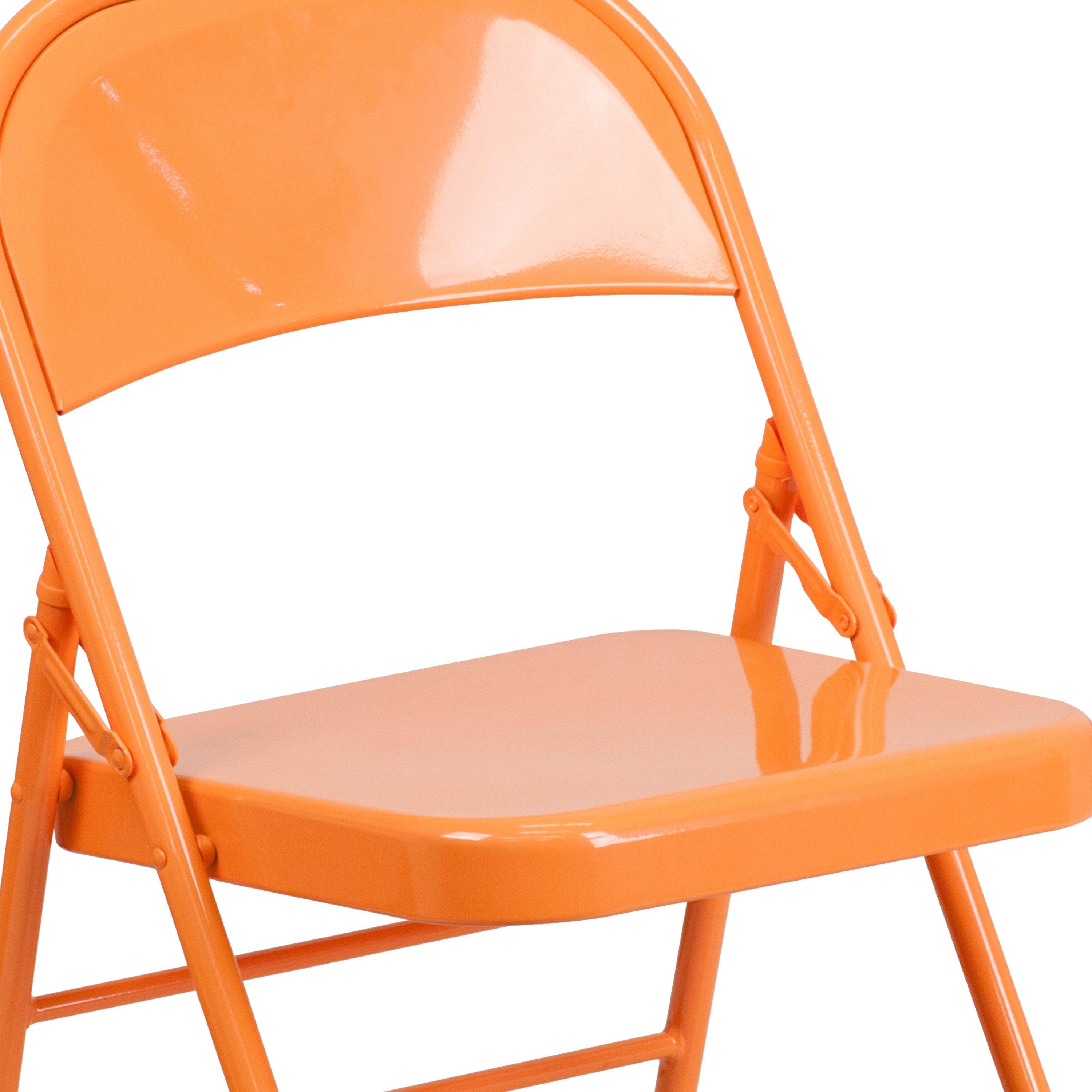 Triple-Braced Double-Hinged Metal Folding Chair