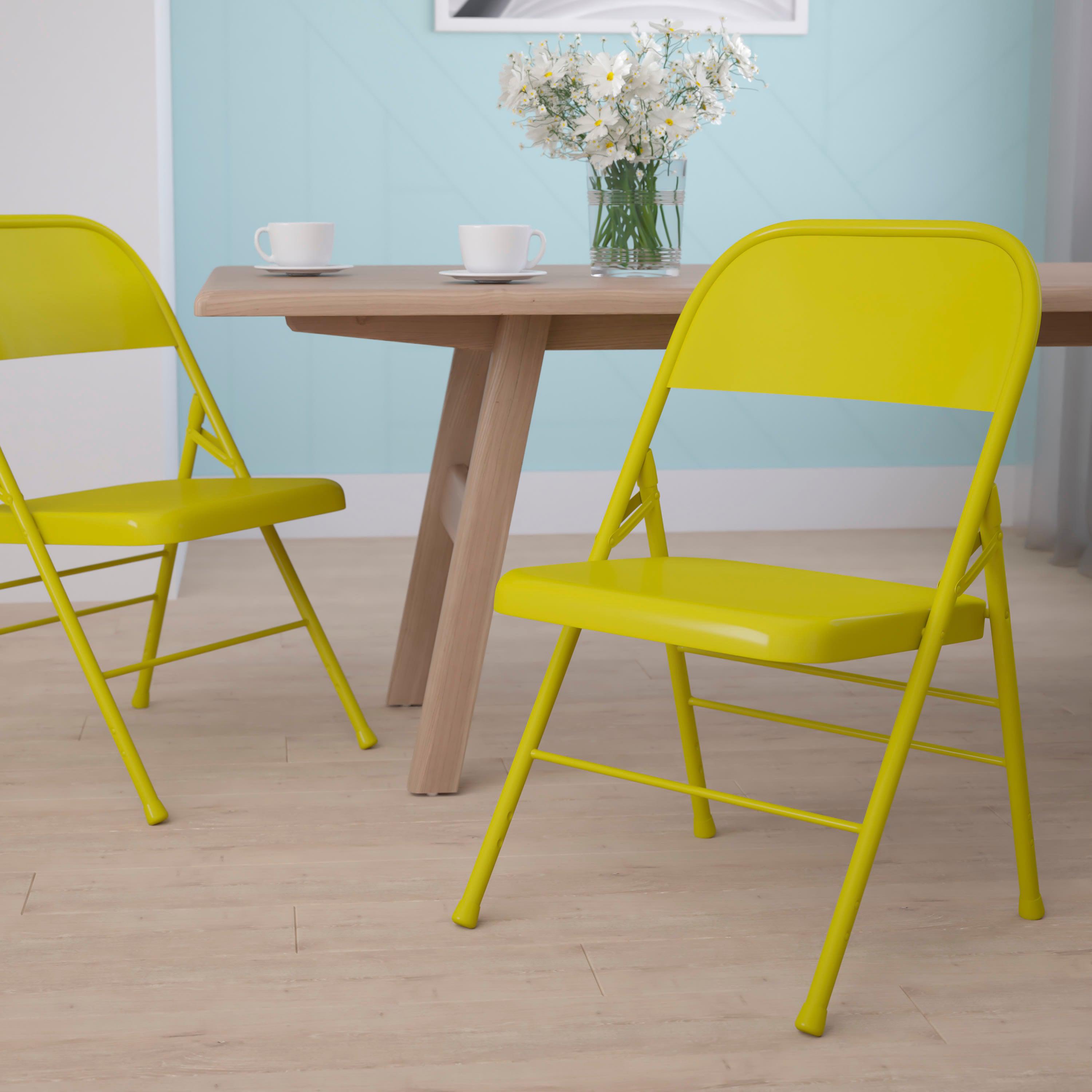 Triple-Braced Double-Hinged Metal Folding Chair