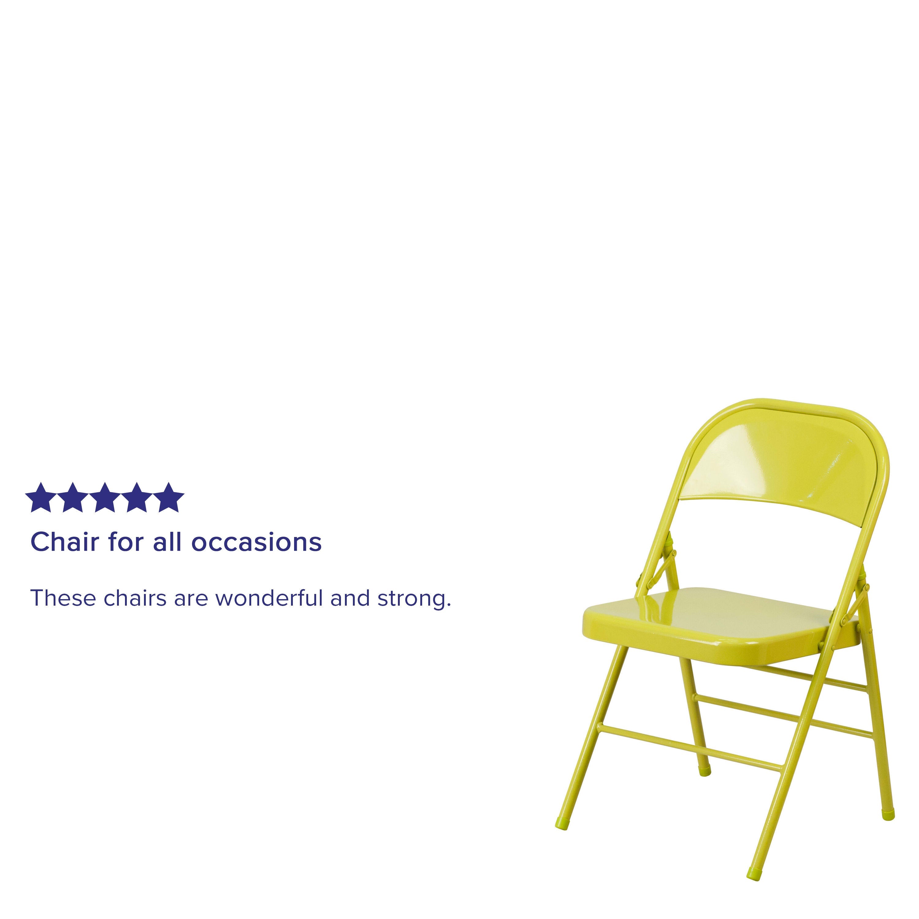 Triple-Braced Double-Hinged Metal Folding Chair