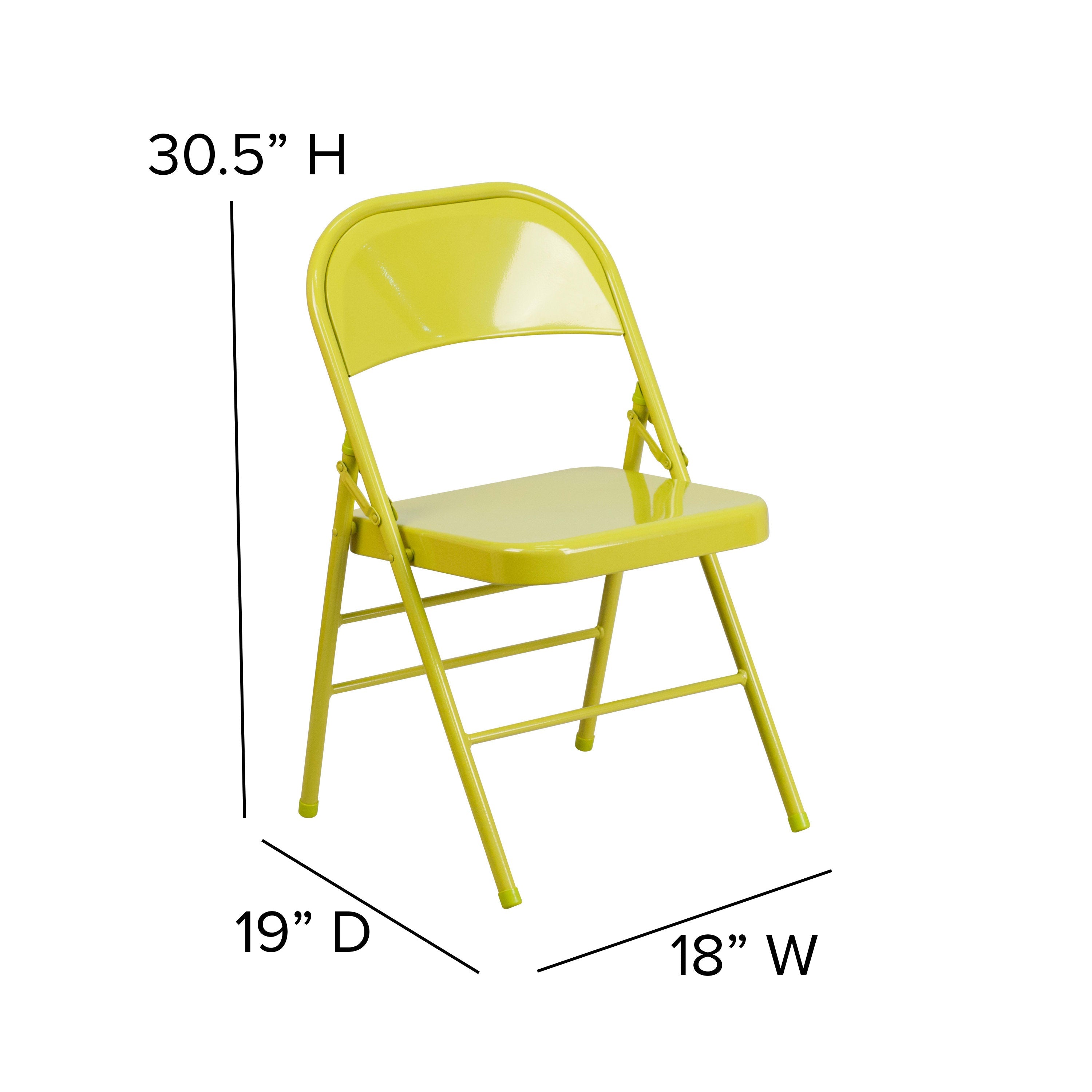Triple-Braced Double-Hinged Metal Folding Chair
