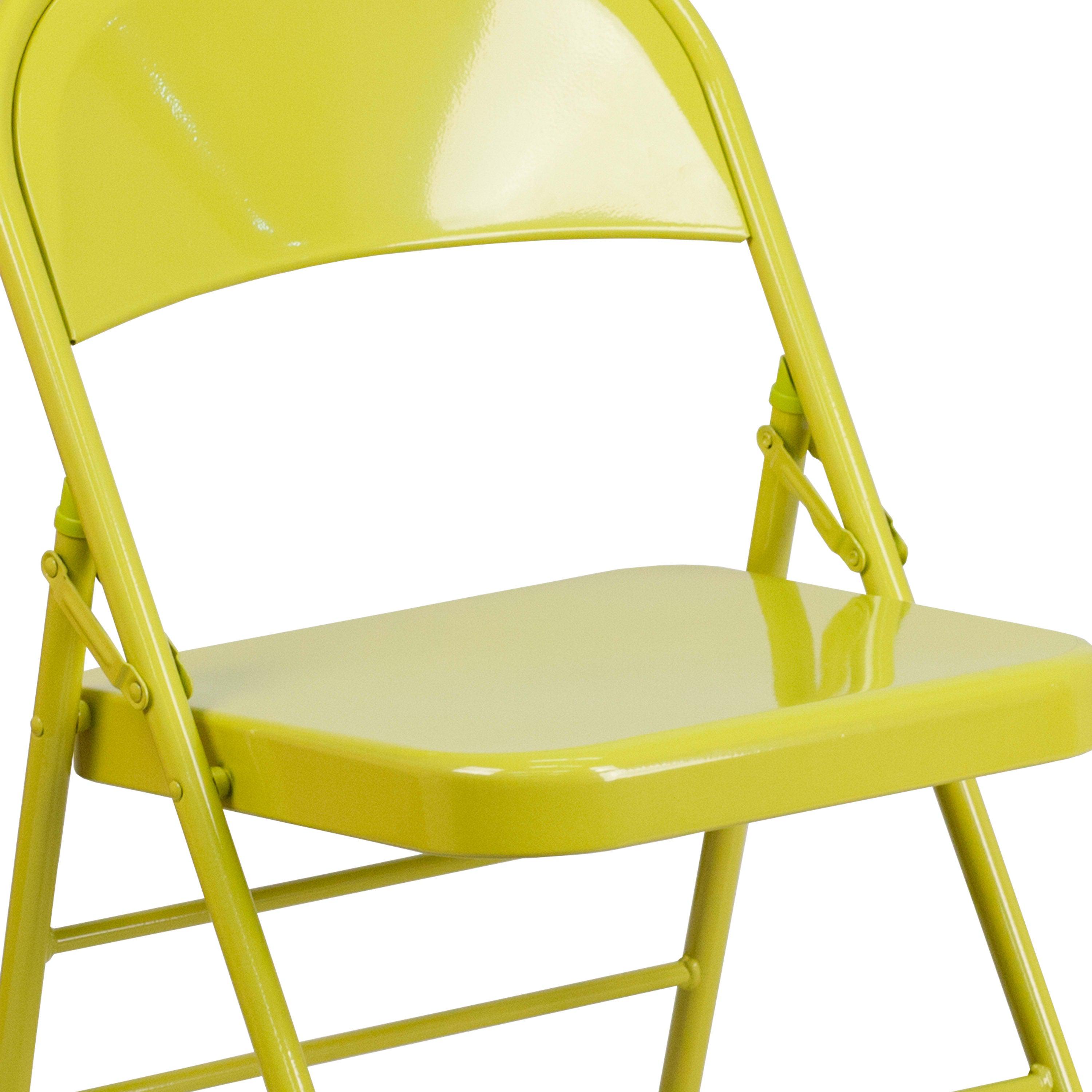 Triple-Braced Double-Hinged Metal Folding Chair