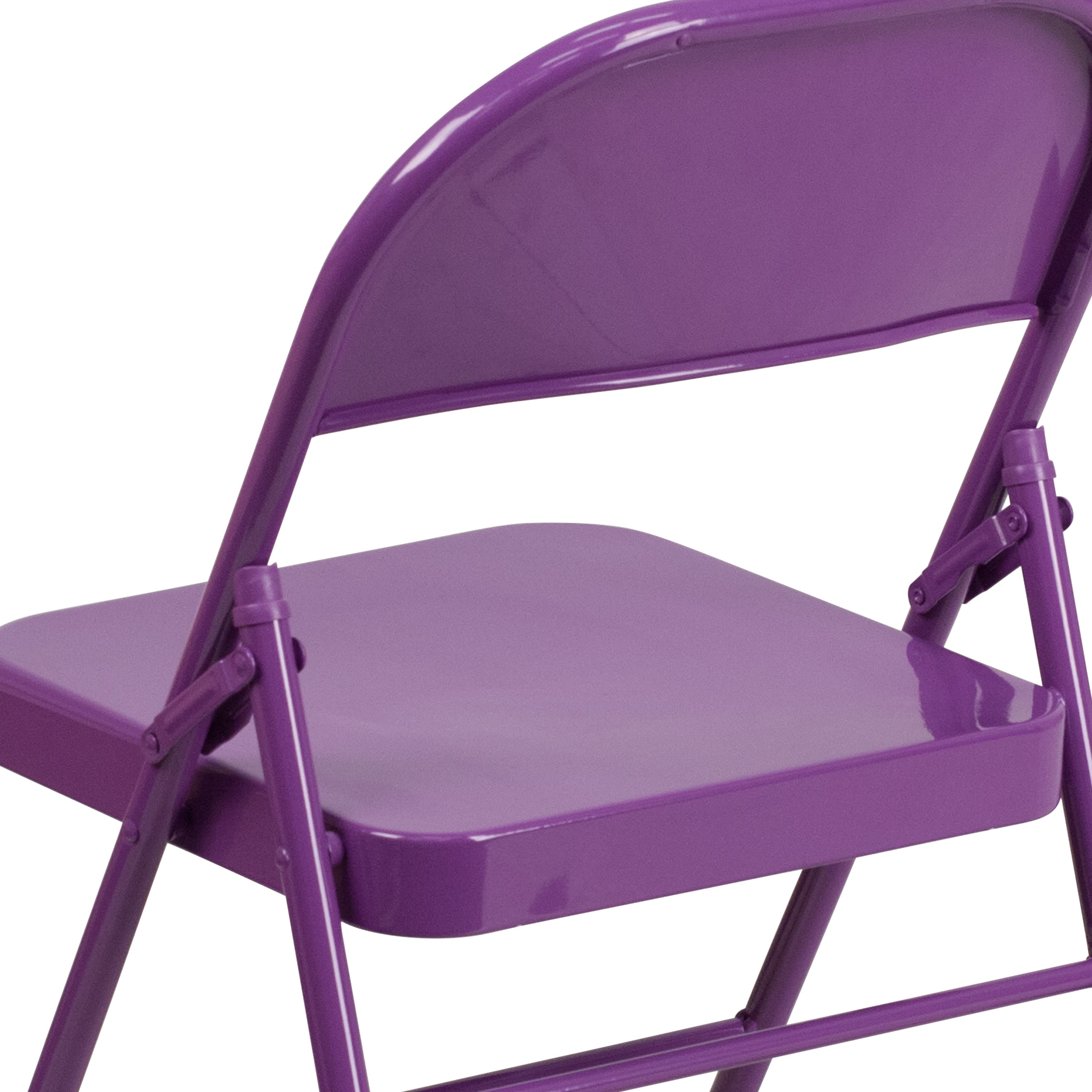 Triple-Braced Double-Hinged Metal Folding Chair