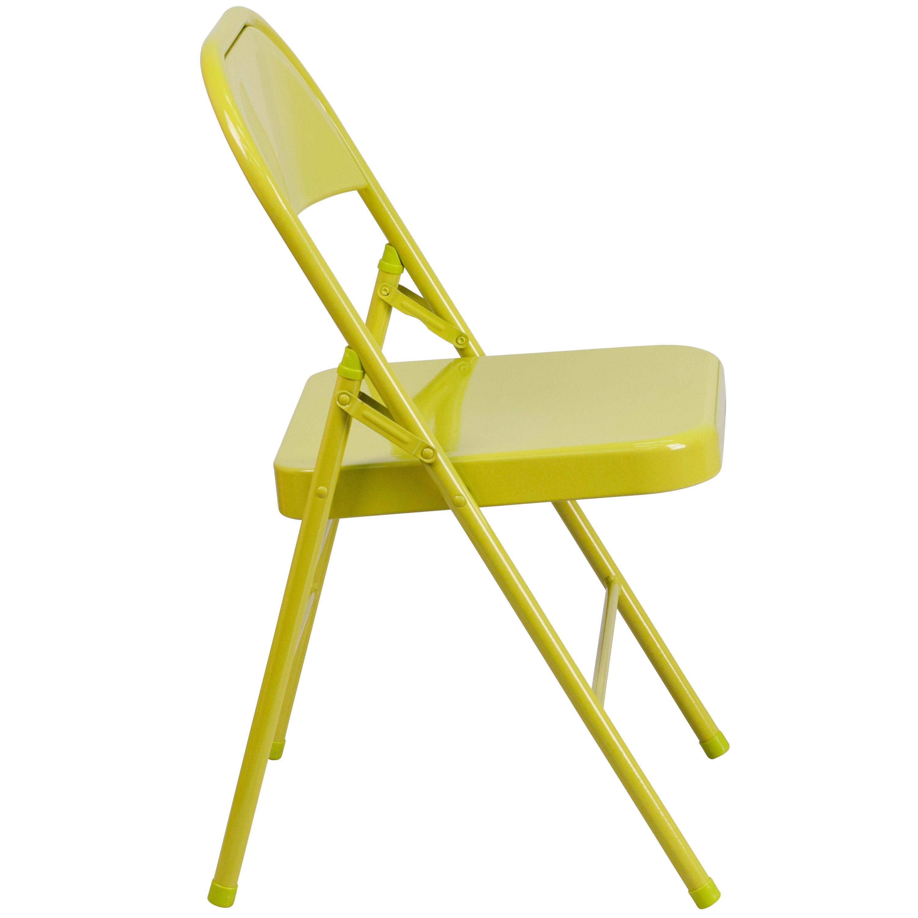 Triple-Braced Double-Hinged Metal Folding Chair