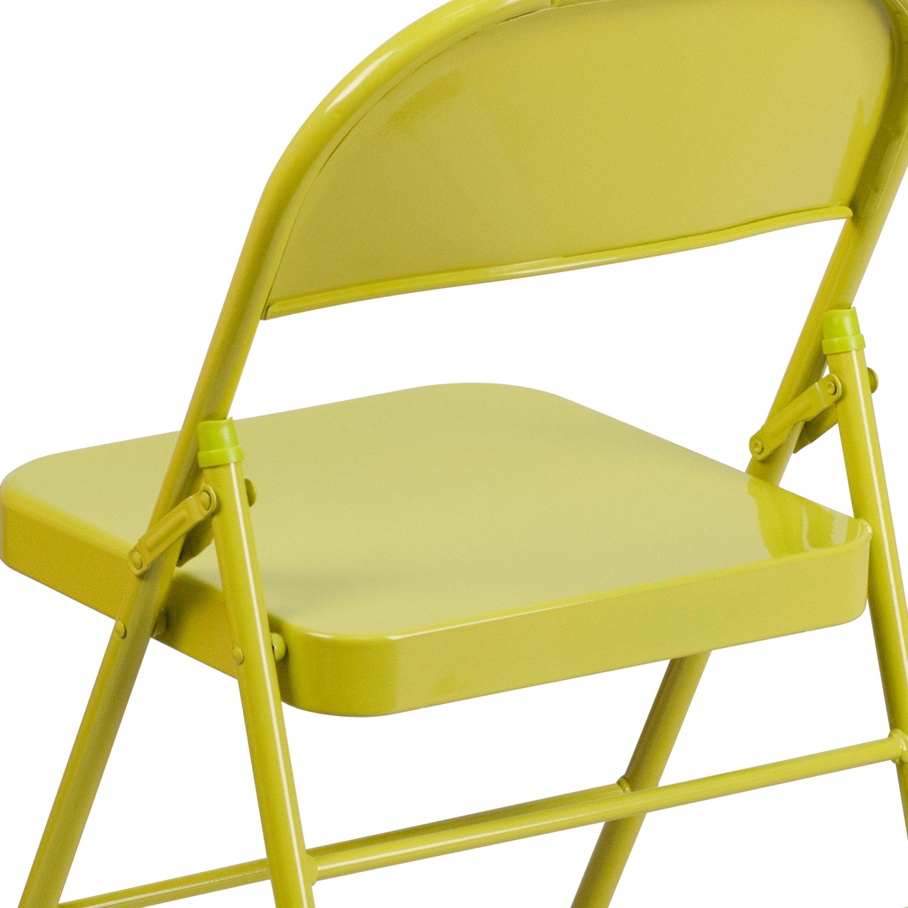 Triple-Braced Double-Hinged Metal Folding Chair