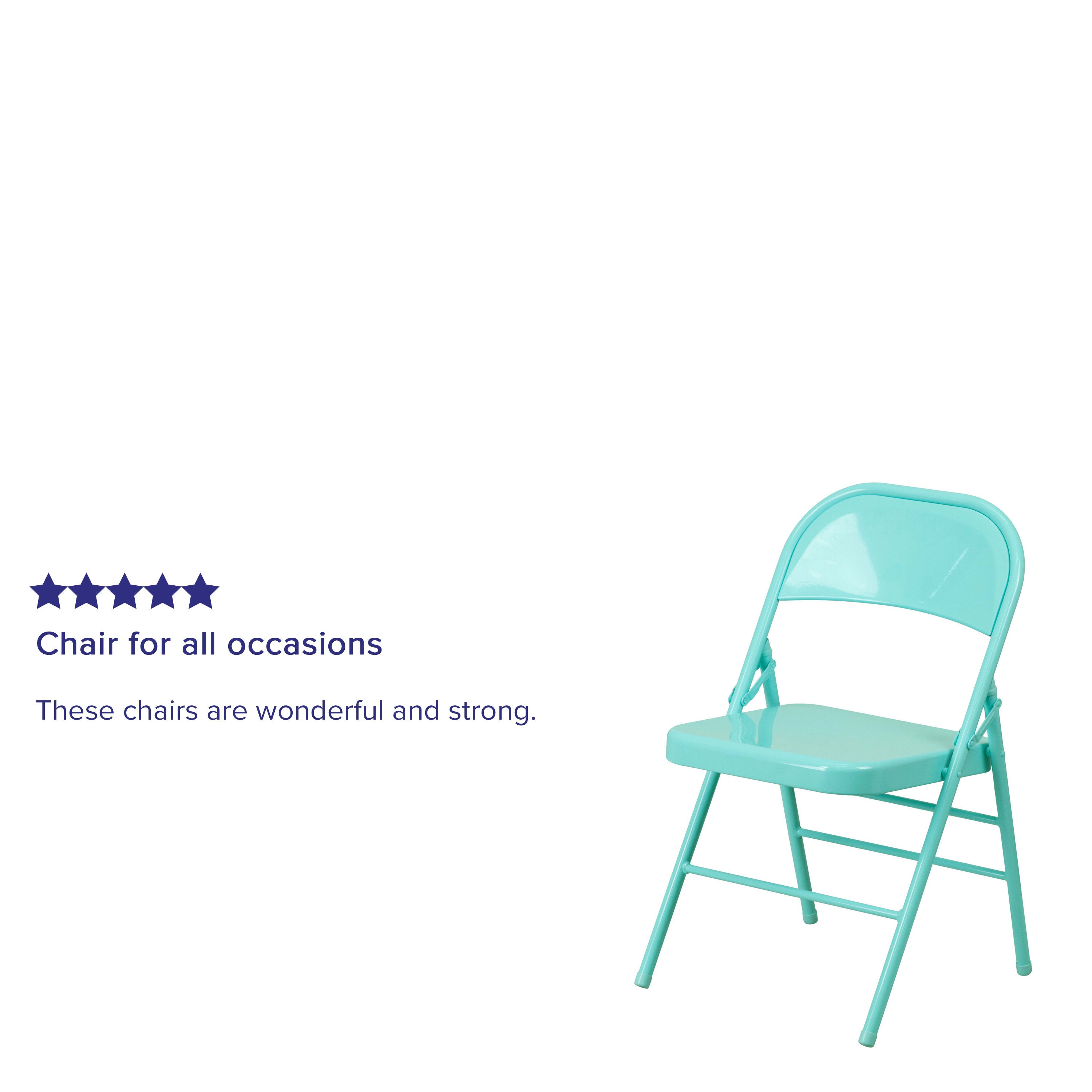 Triple-Braced Double-Hinged Metal Folding Chair