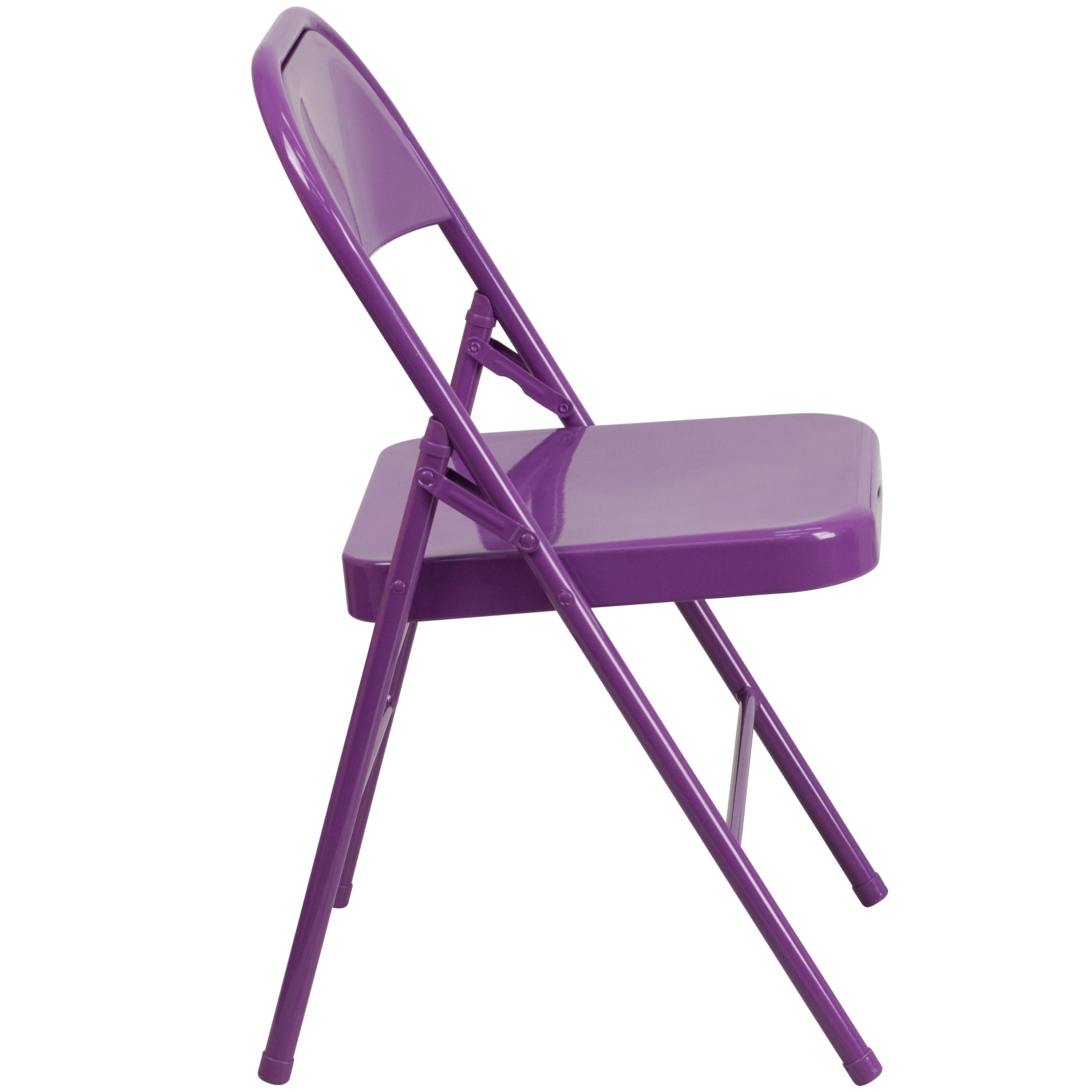 Triple-Braced Double-Hinged Metal Folding Chair