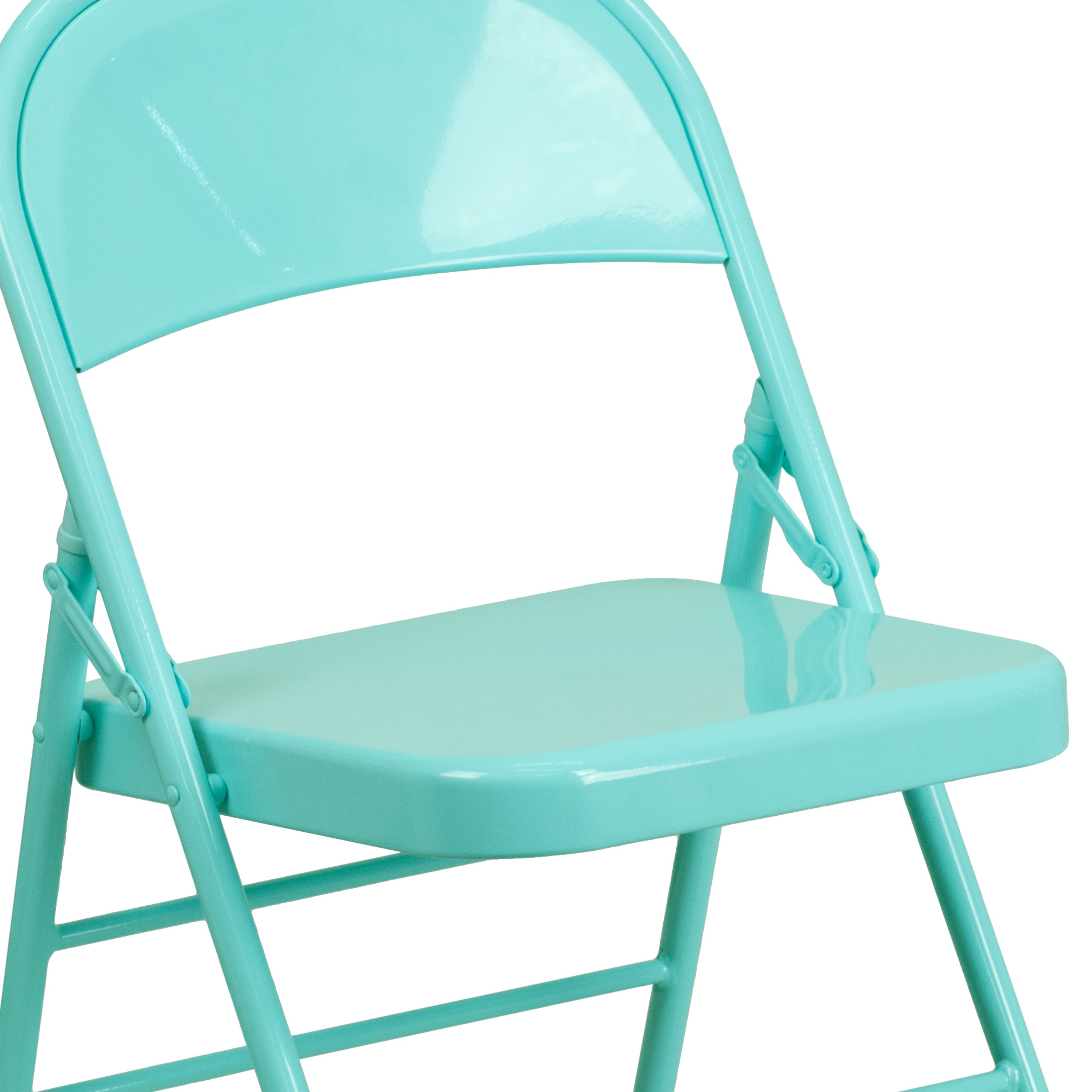 Triple-Braced Double-Hinged Metal Folding Chair