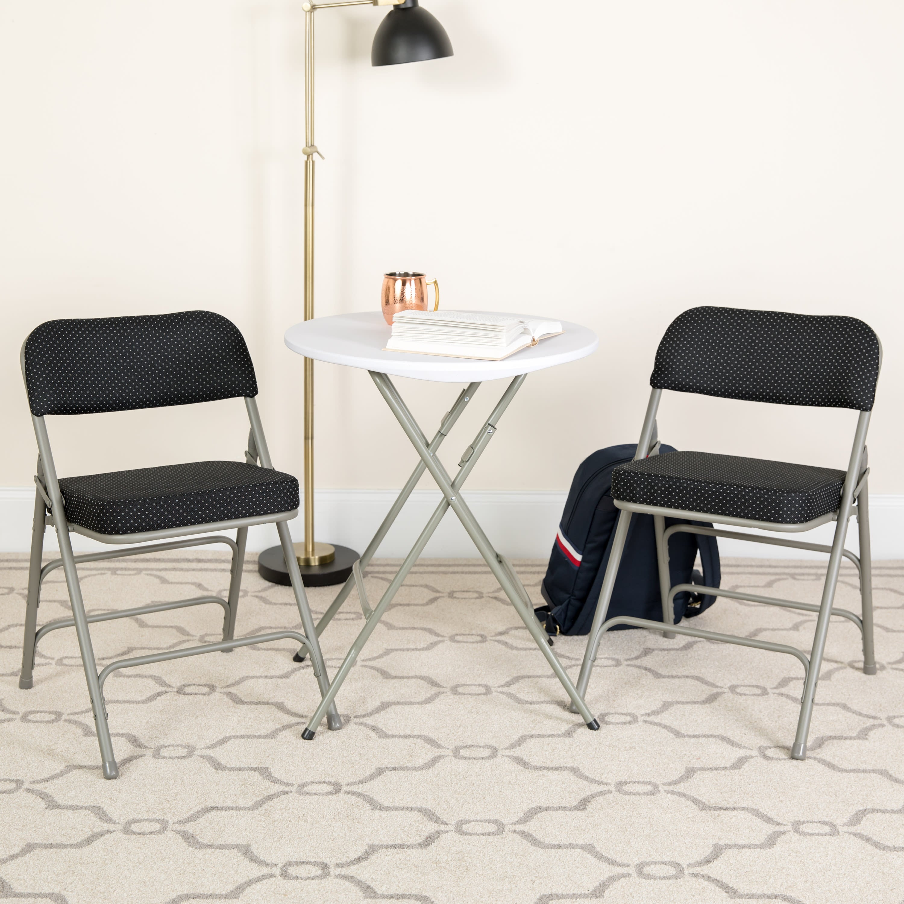 18-Inch Curved Upholstered Metal Folding Chair
