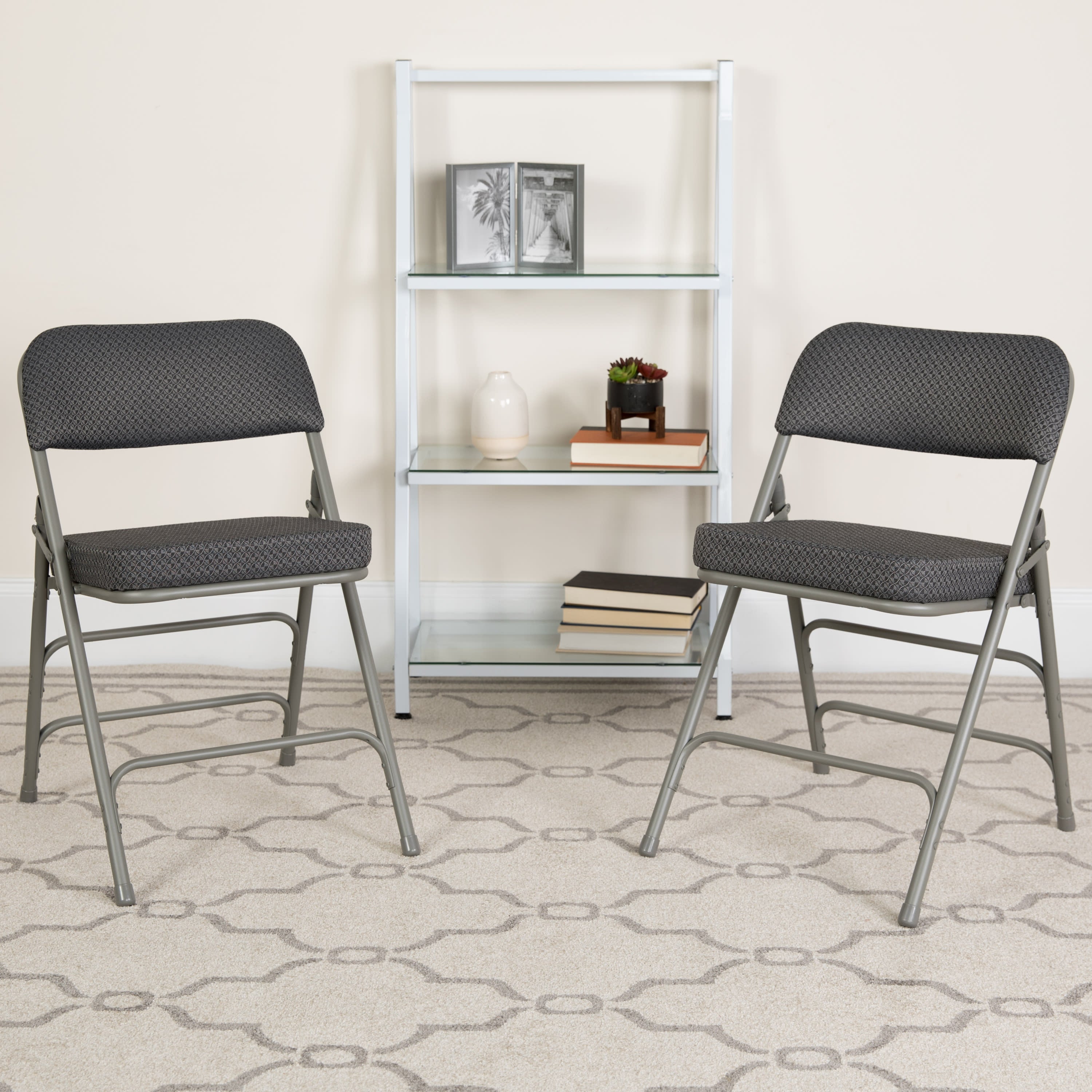 18-Inch Curved Upholstered Metal Folding Chair