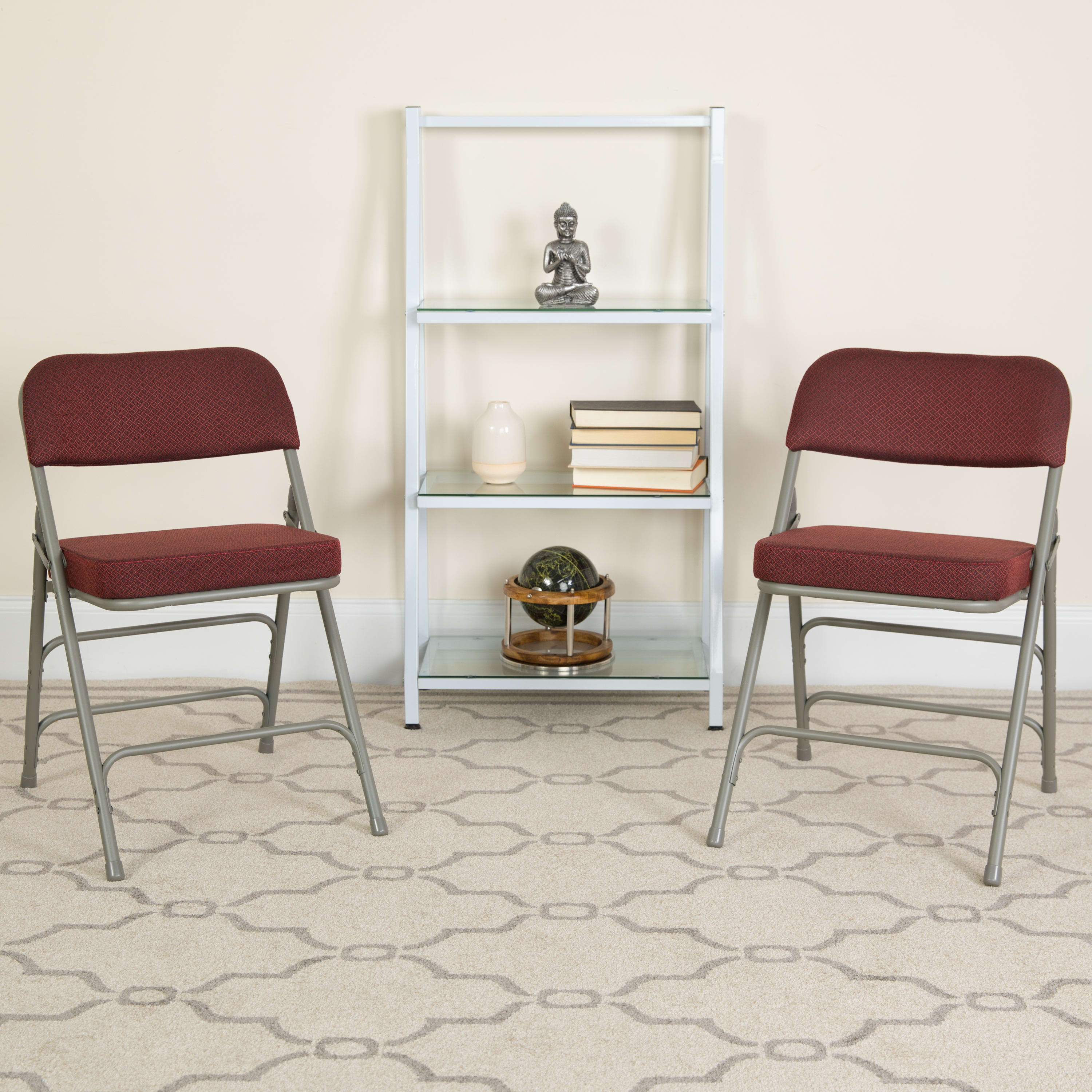 18-Inch Curved Upholstered Metal Folding Chair