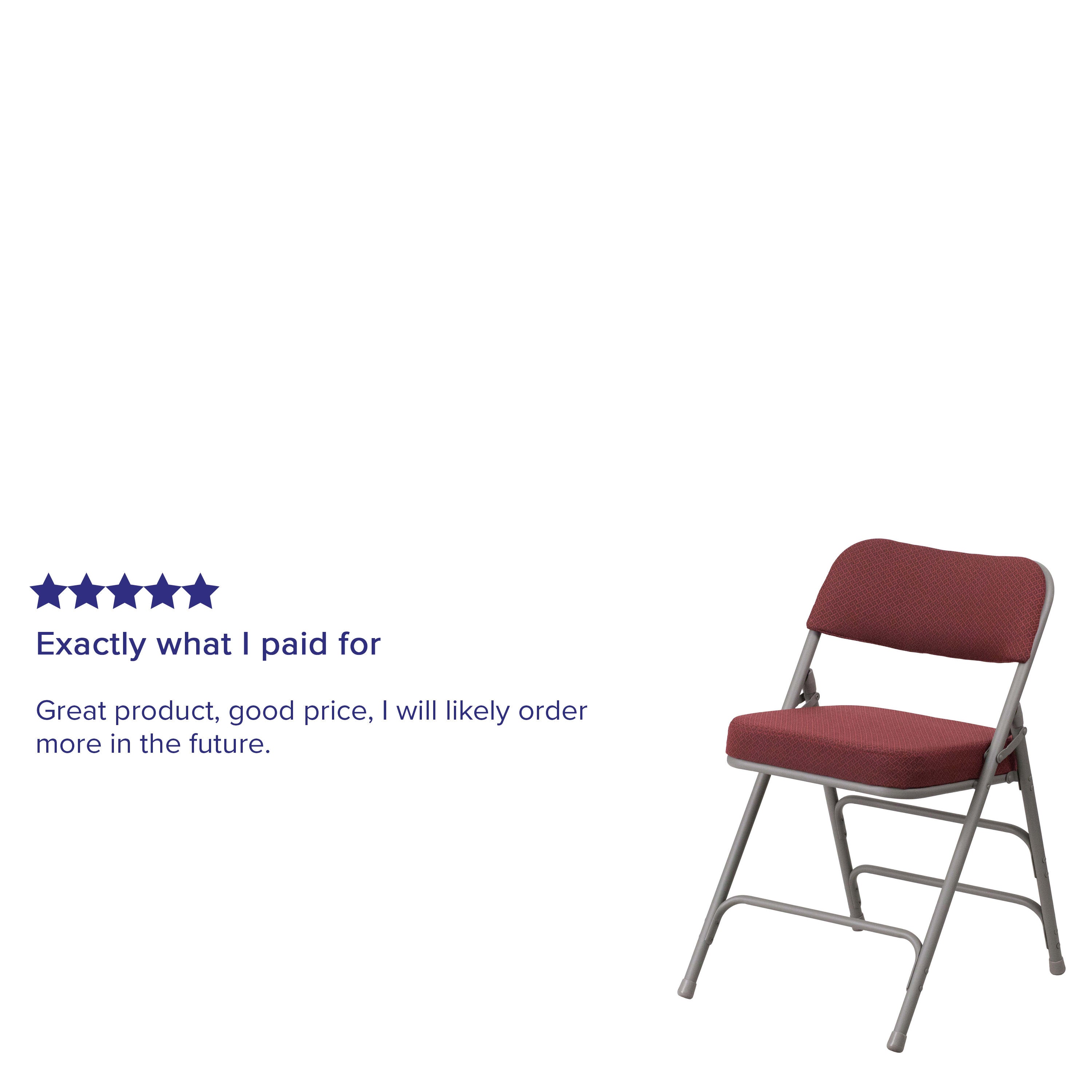 18-Inch Curved Upholstered Metal Folding Chair