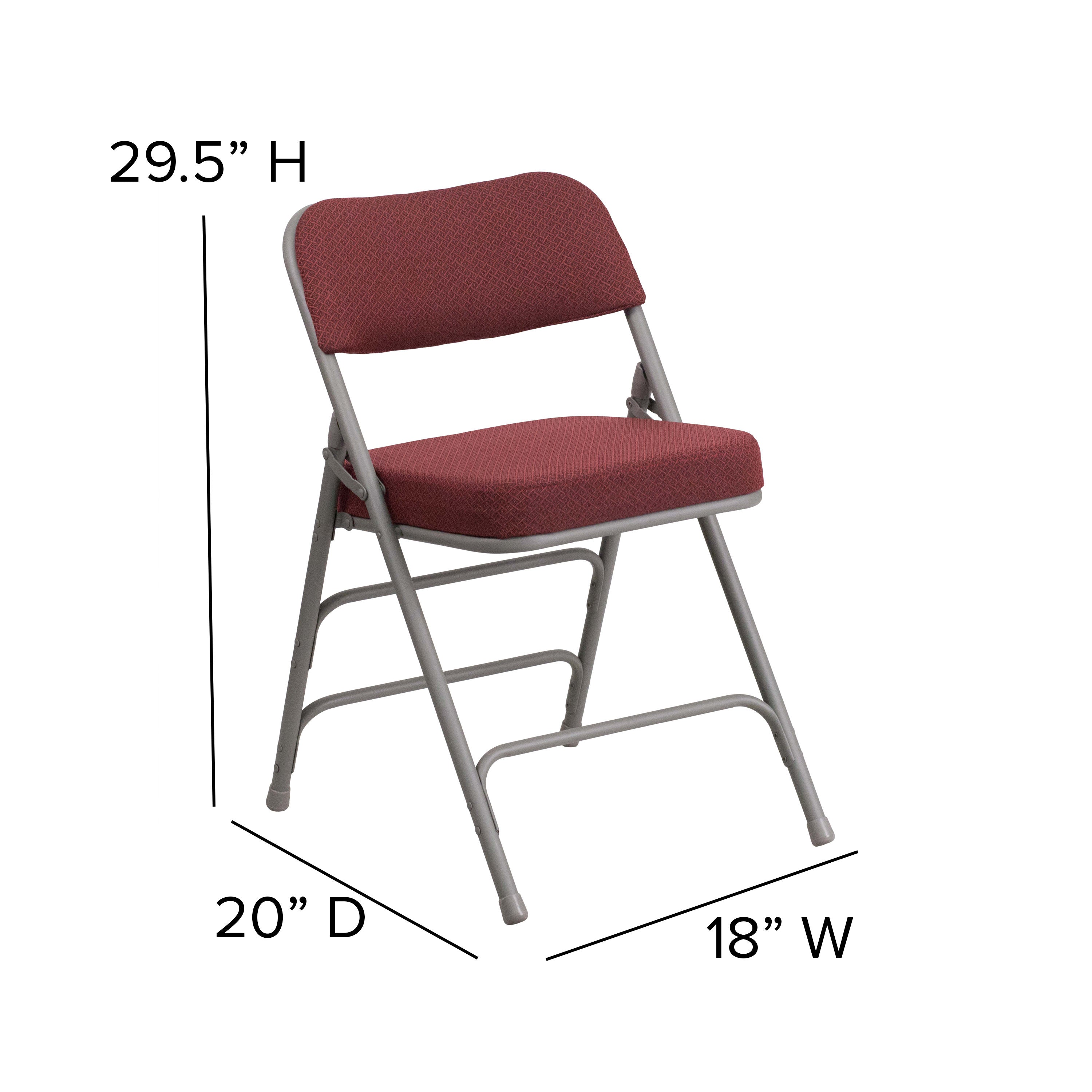 18-Inch Curved Upholstered Metal Folding Chair