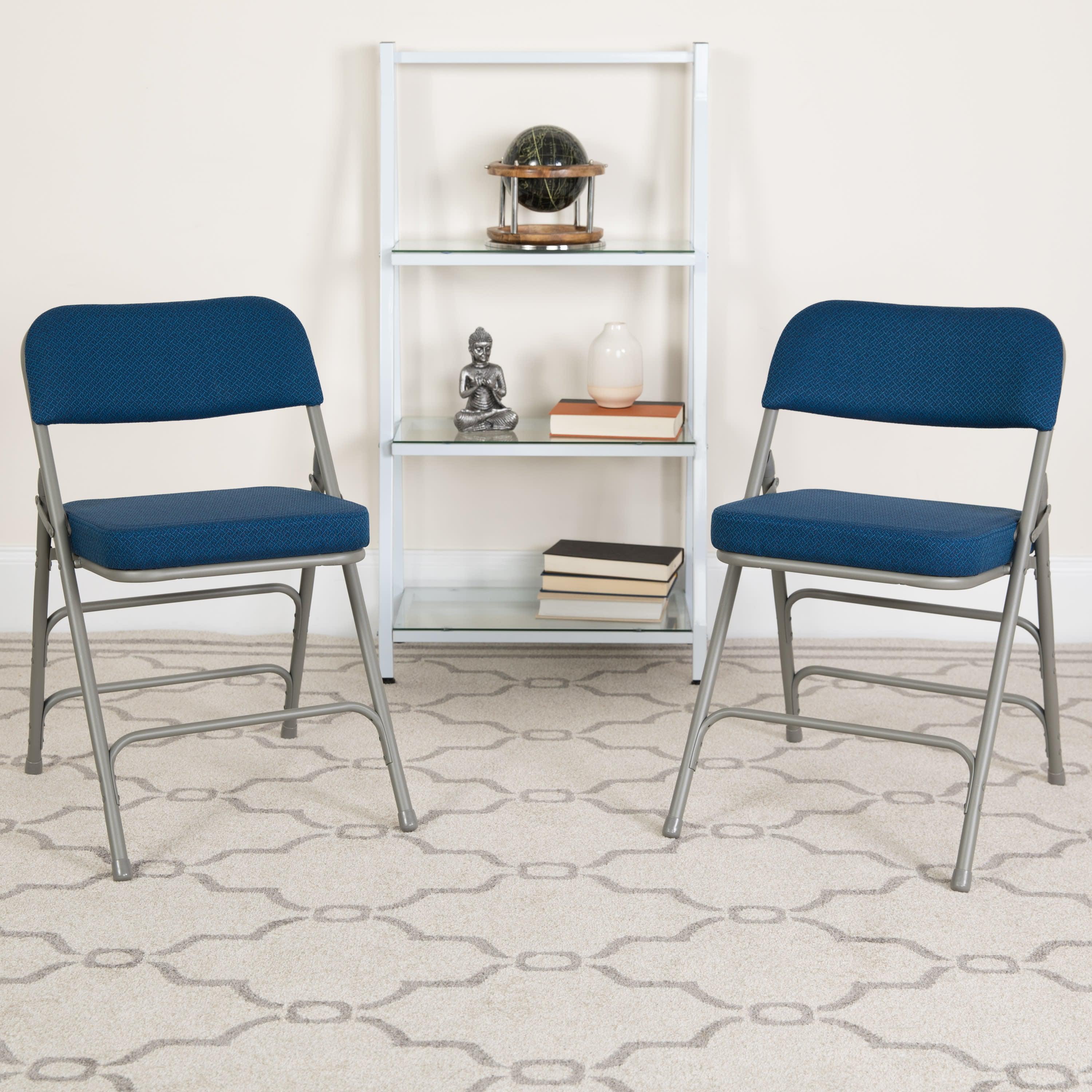18-Inch Curved Upholstered Metal Folding Chair