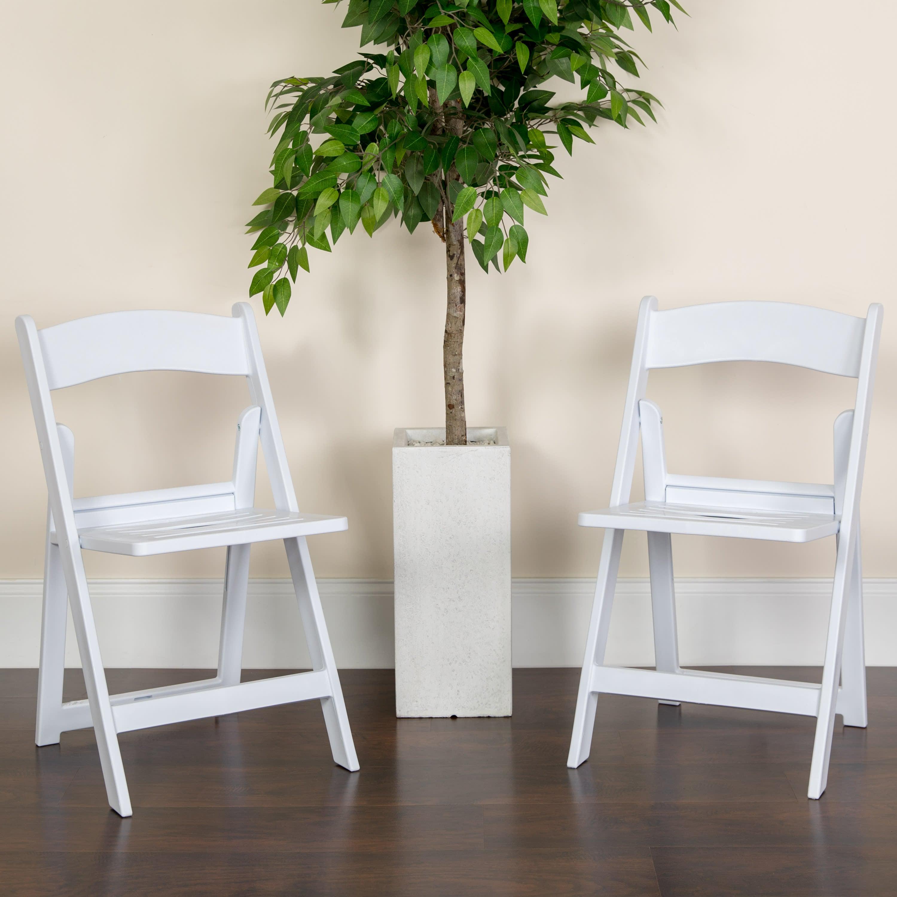 Resin Folding Chair with Slatted Seat, 800 lb Capacity