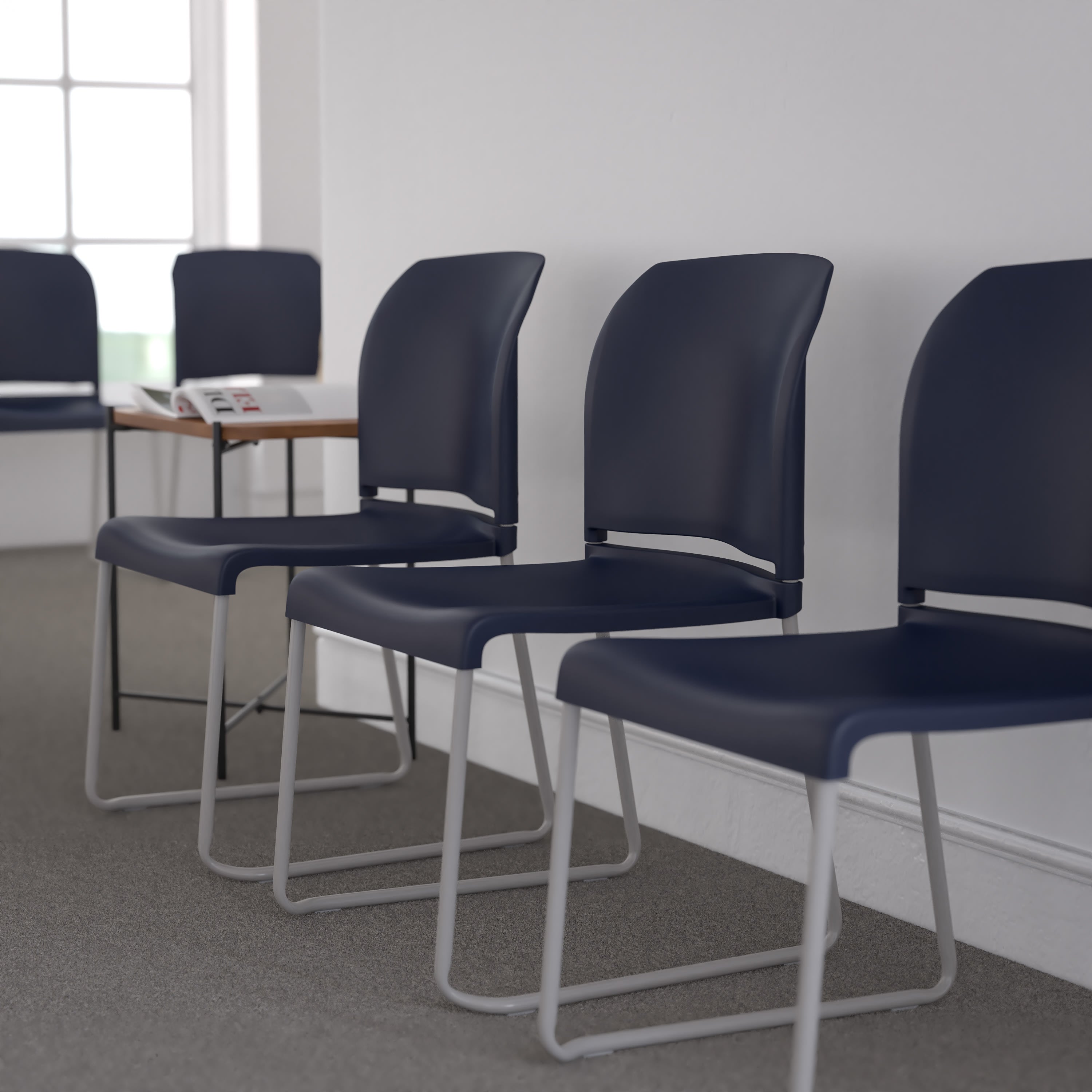Contoured Stack Chair with Sled Base, 880 lb Capacity