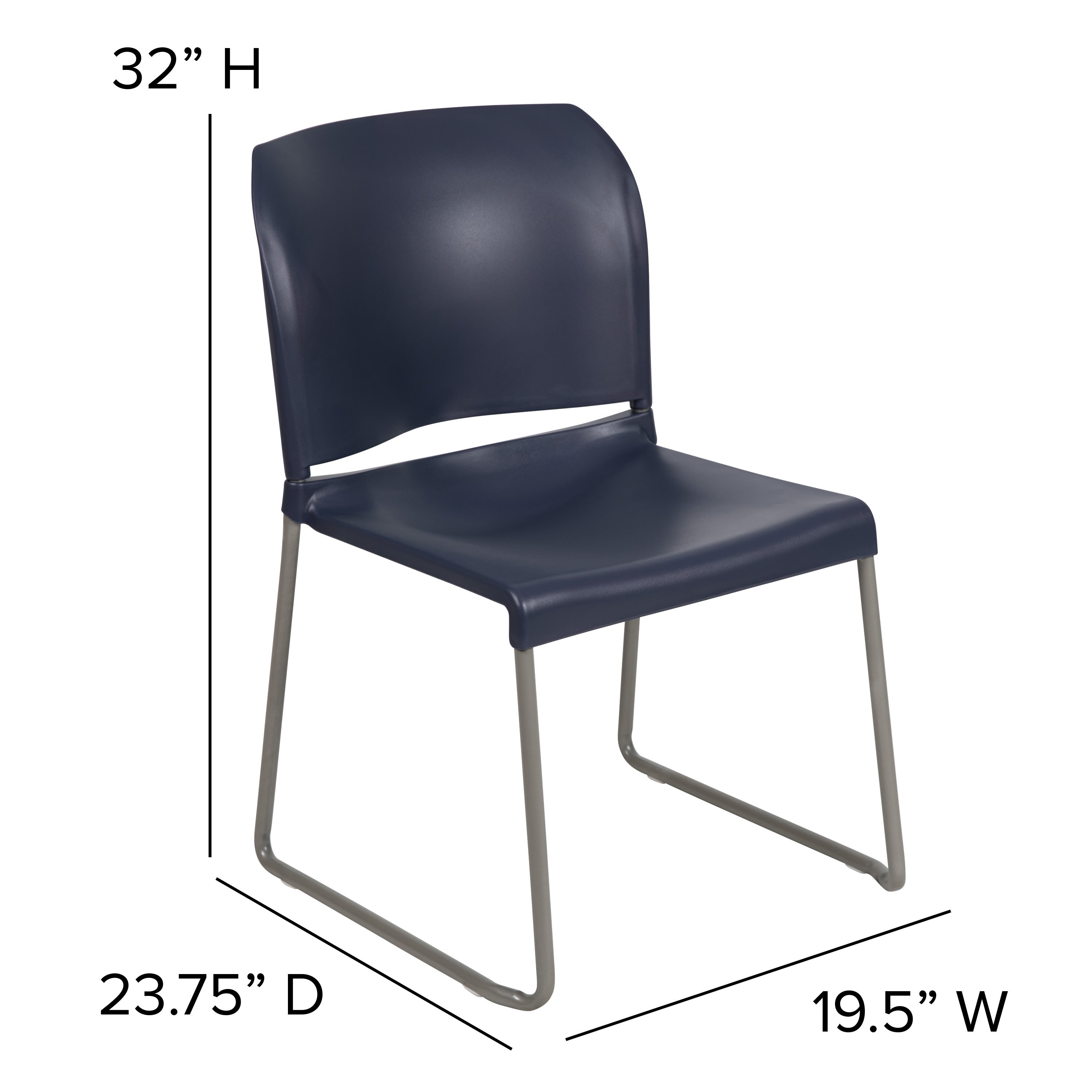 Contoured Stack Chair with Sled Base, 880 lb Capacity